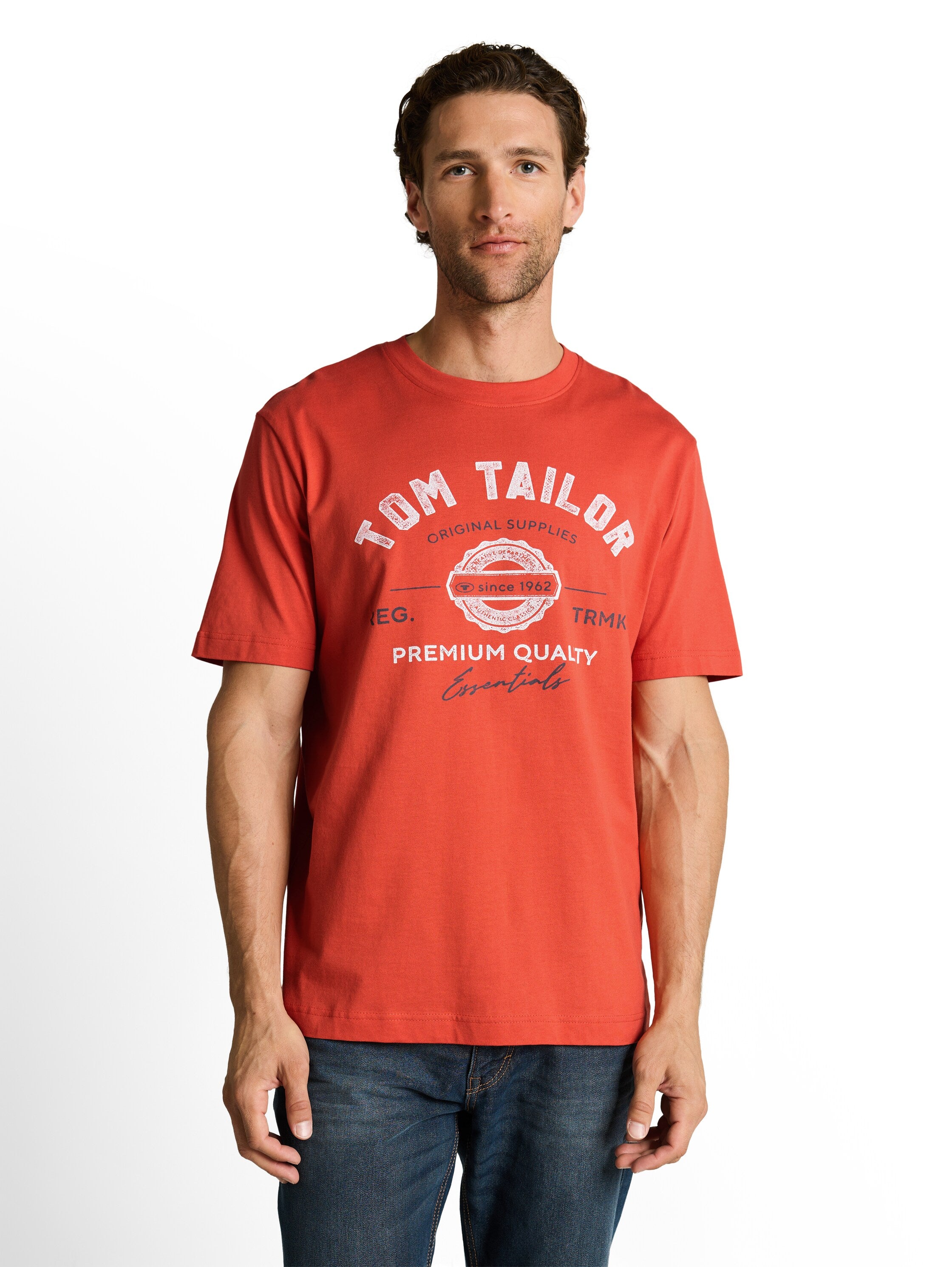 Tom Tailor Herren T-Shirts kurz Chili Orange
