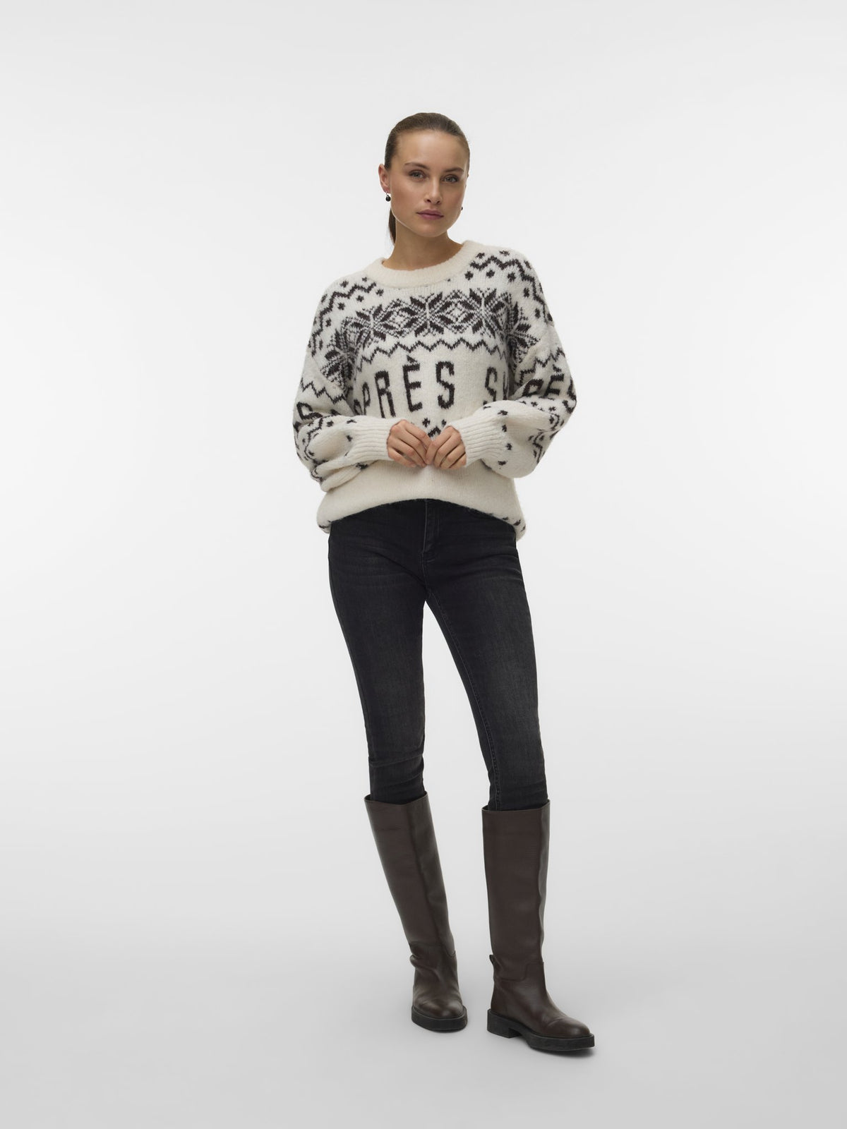 Vero Moda Damen Pullover Birch/W. Chocol