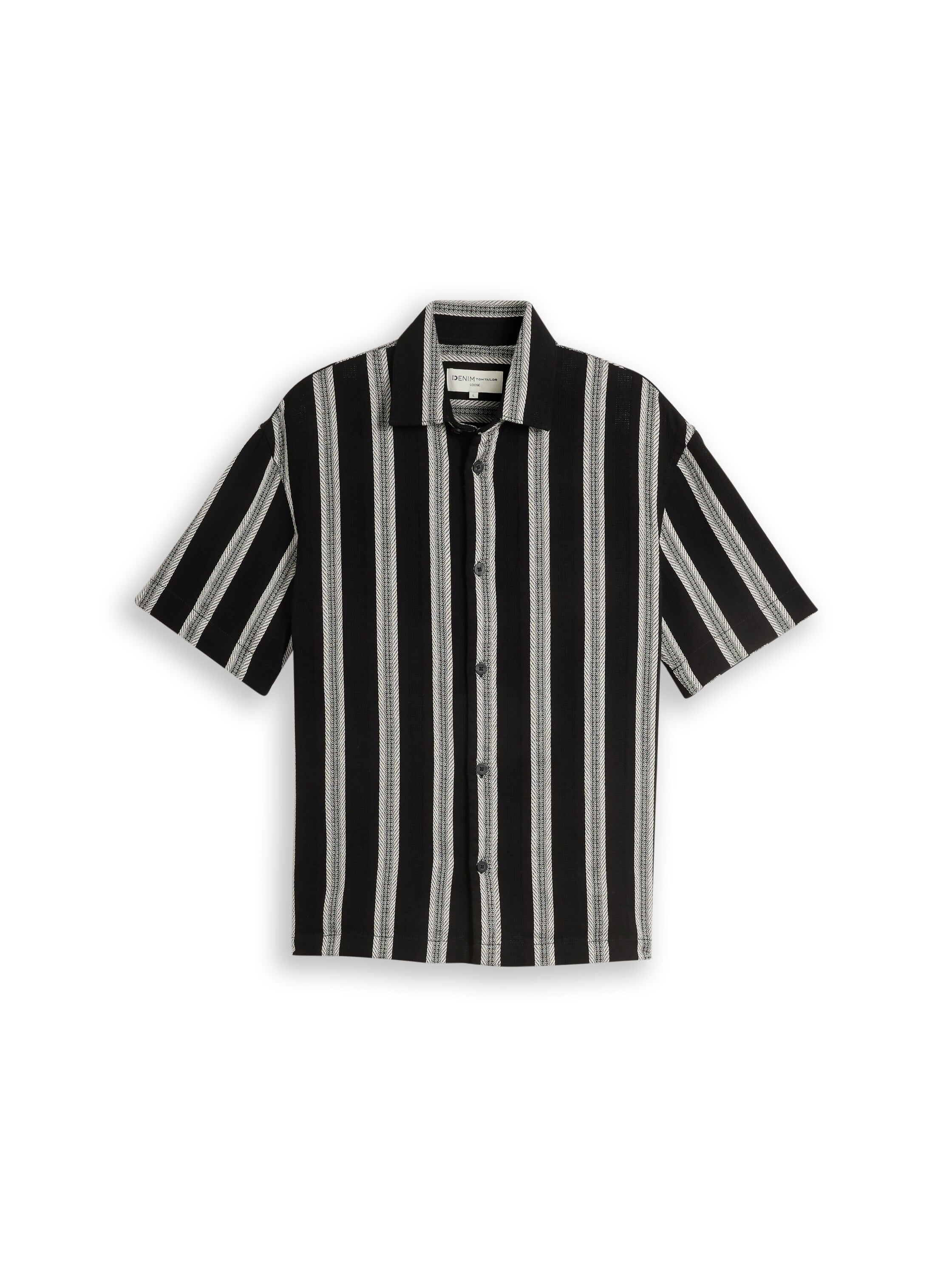 Tom Tailor denim Herren Hemden kurz Black Big Strip