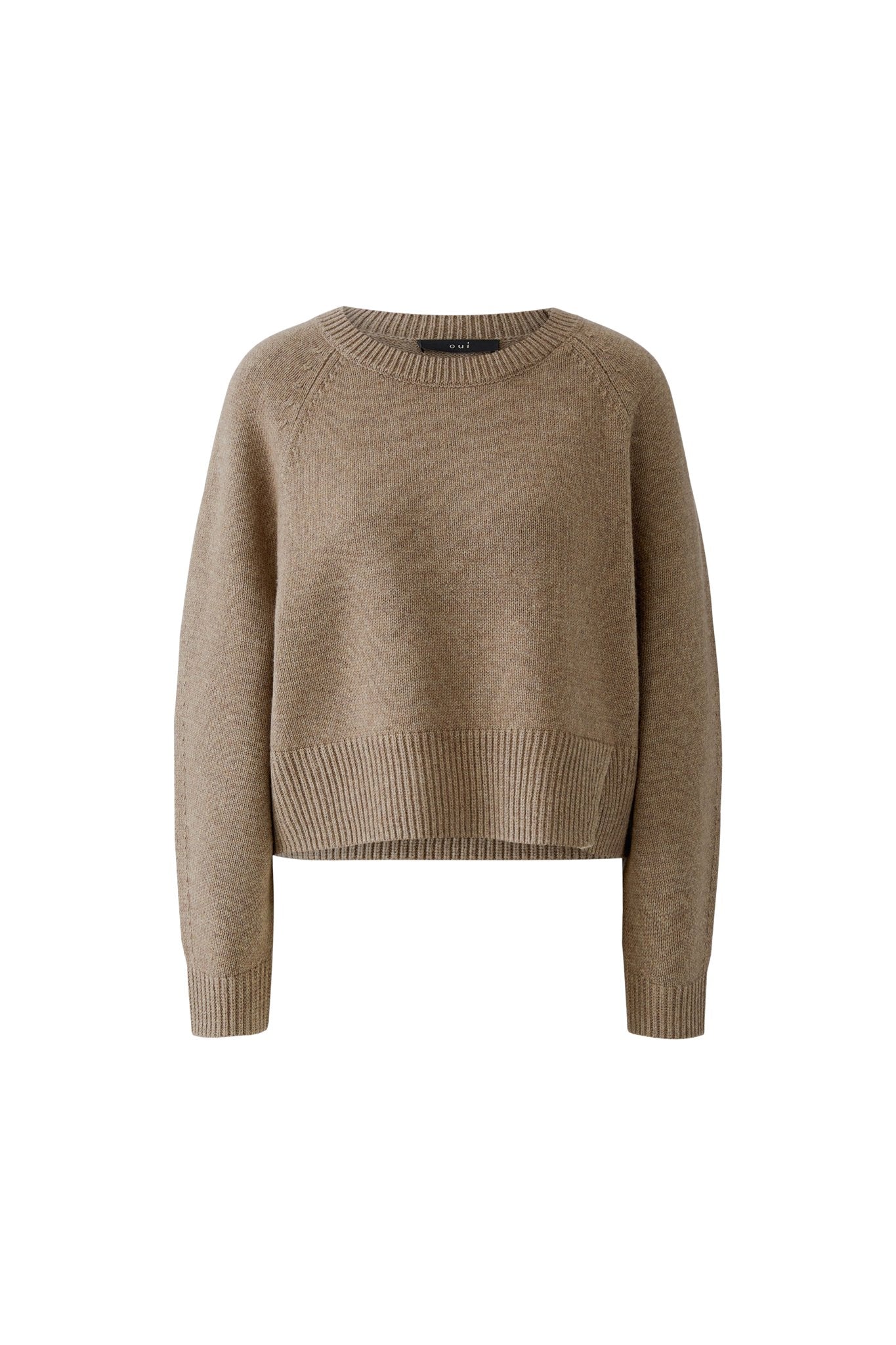 Oui Damen Pullover Taupe Mela