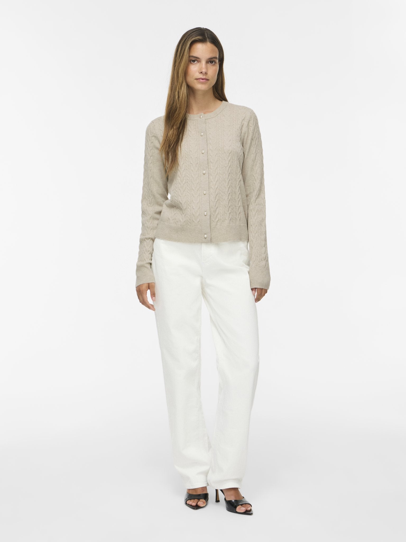 Vila Damen Strickjacken Natural Melange