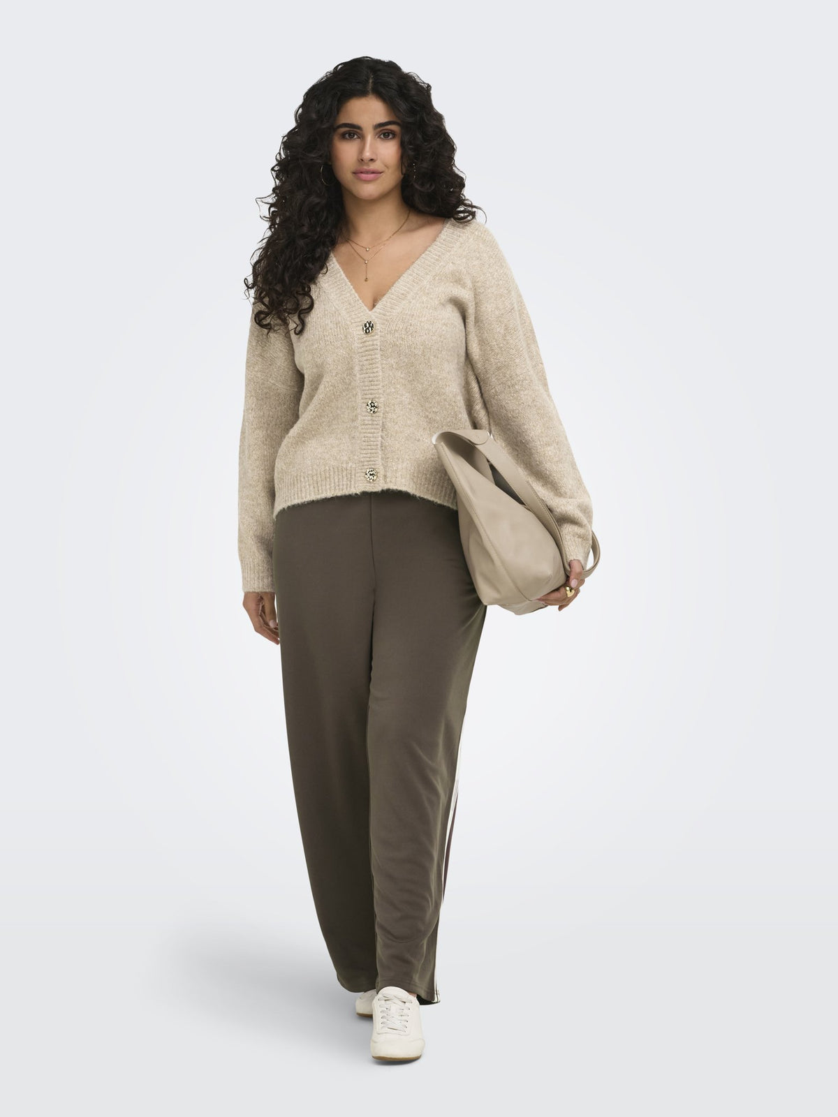 Only Carmakoma Damen Strickjacken Woodsmoke/W.Mel