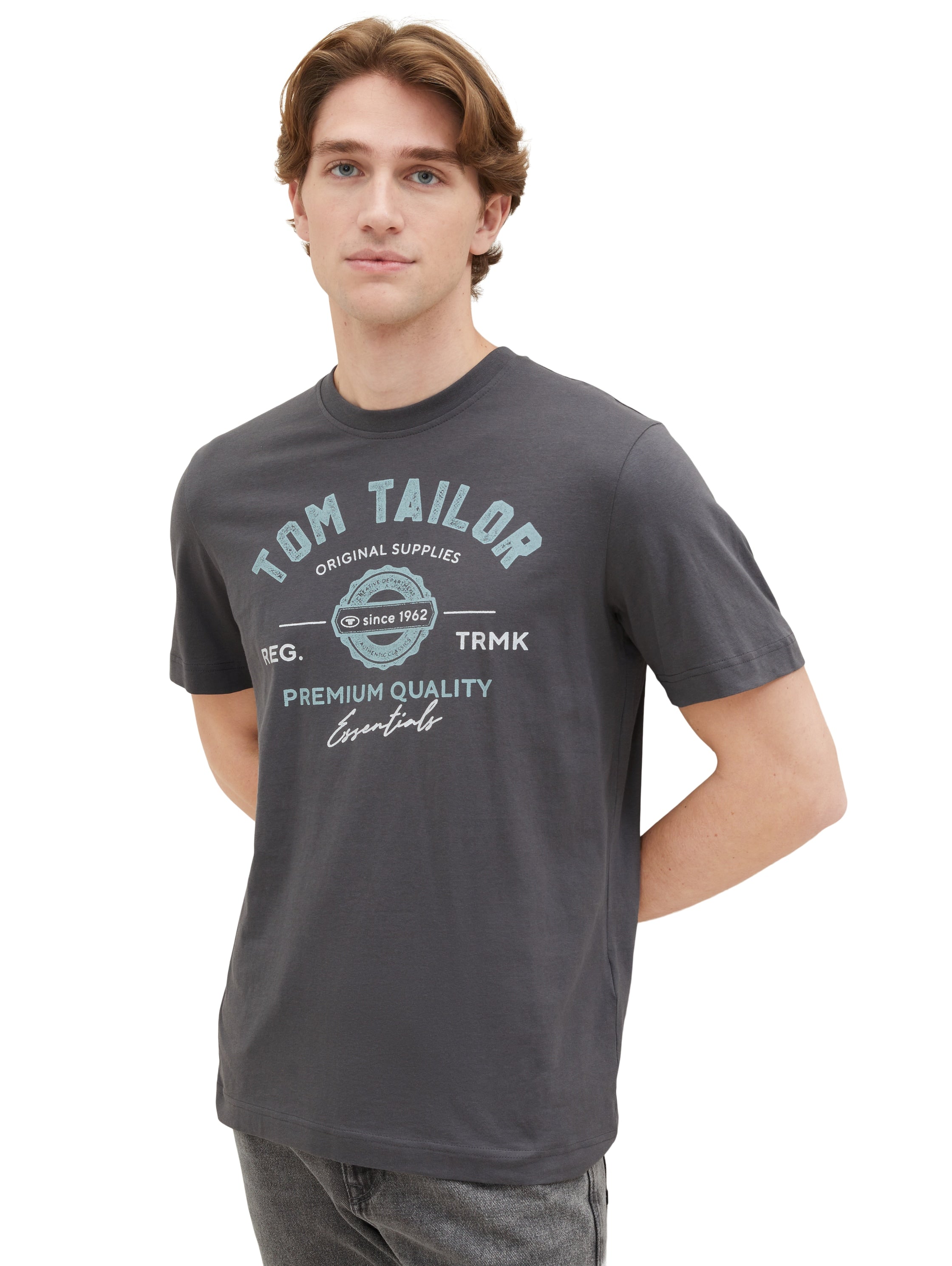 Tom Tailor Herren T-Shirts kurz Tarmac Grey