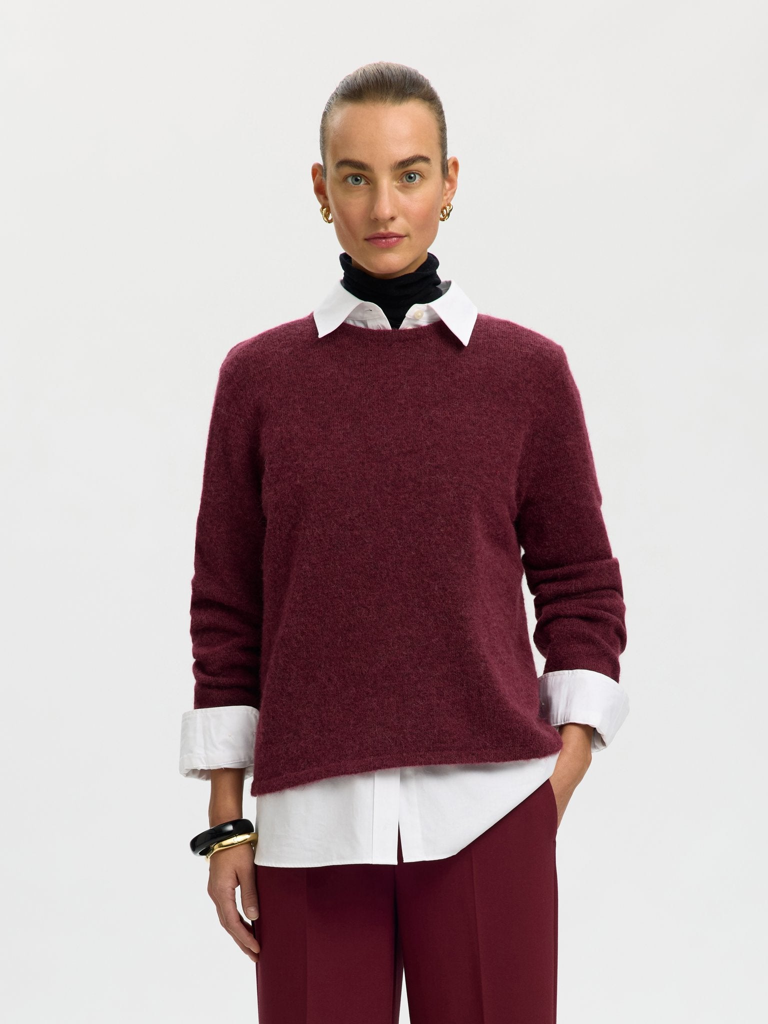 Selected Femme Damen Pullover Tawny Port/Mela
