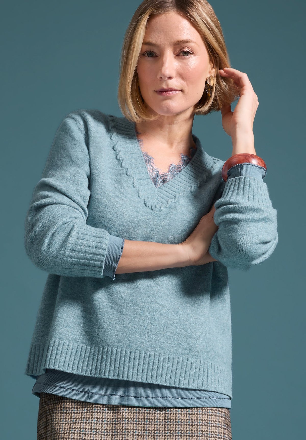 Bianca Damen Pullover Stone Blue Mela