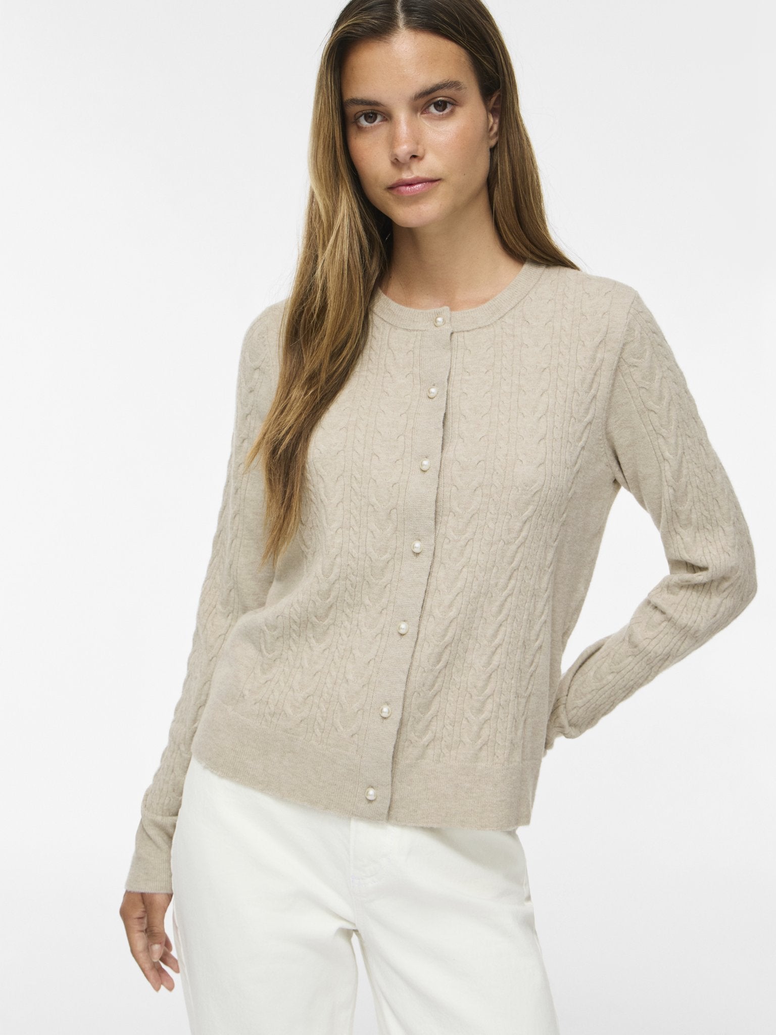 Vila Damen Strickjacken Natural Melange