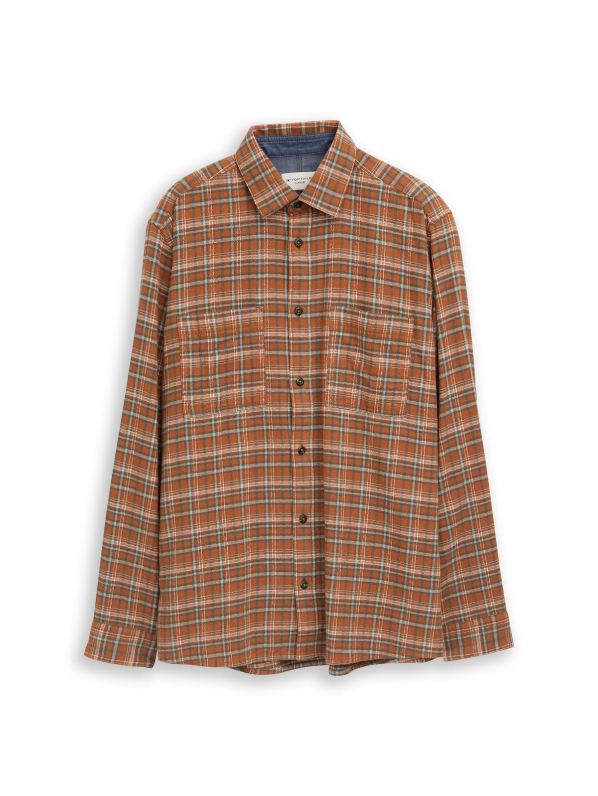 Tom Tailor Herren Hemden lang Brown Orange Ba