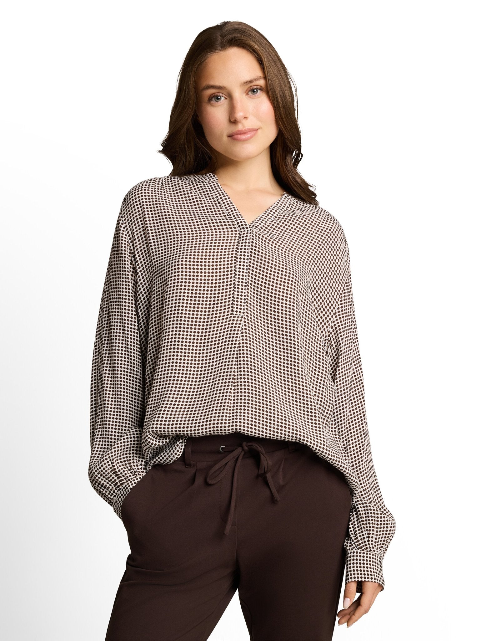 Tom Tailor Damen Blusen kurz Small Brown Dot