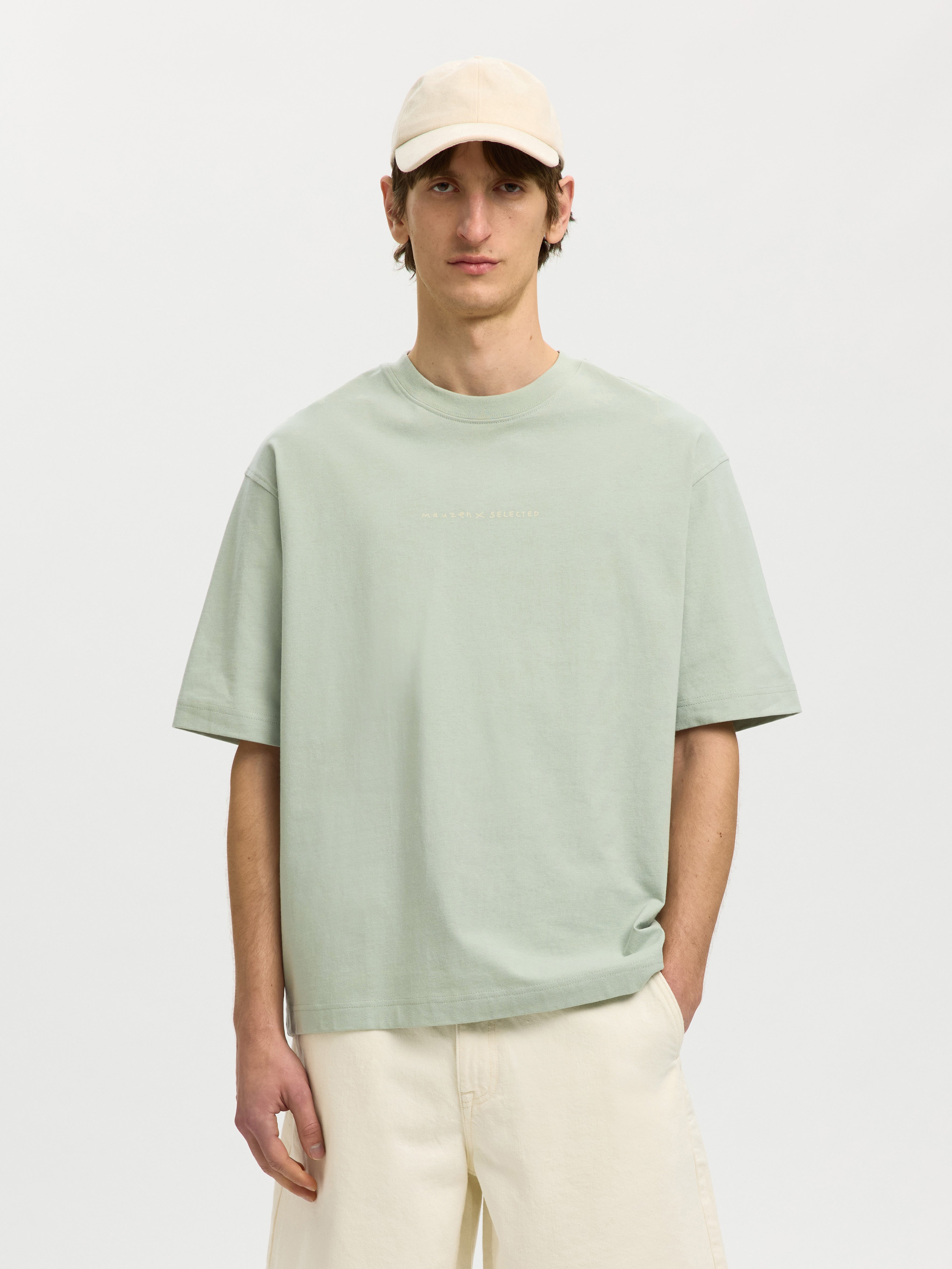 Selected homme Herren T-Shirts kurz  Aqua Gra