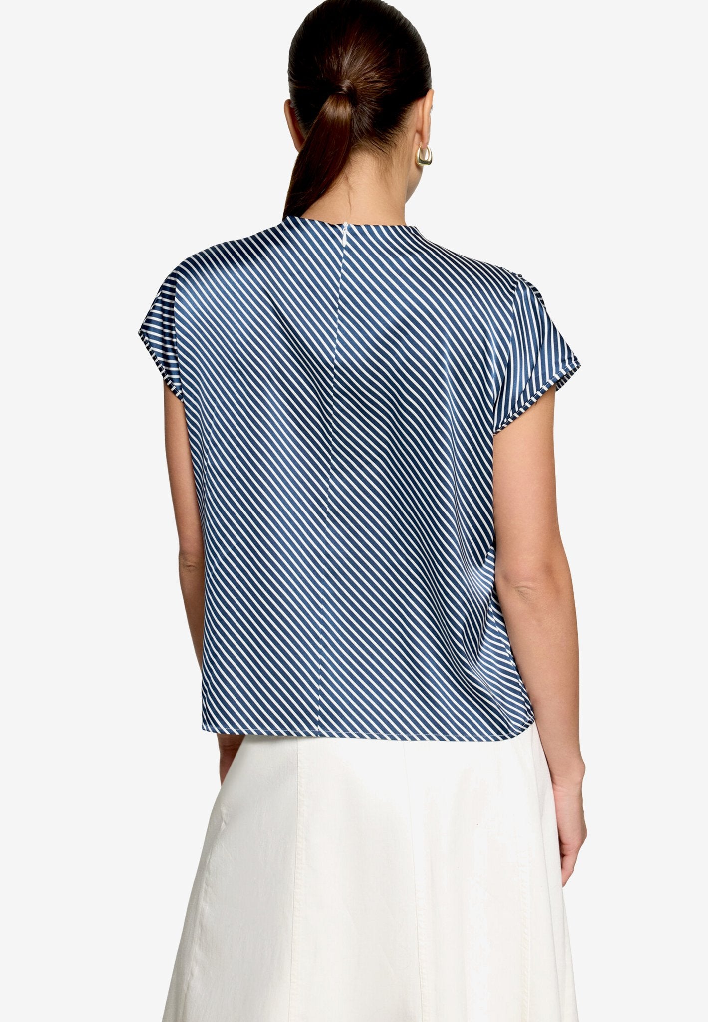 Zero Damen Blusen kurz Dark Blue/White