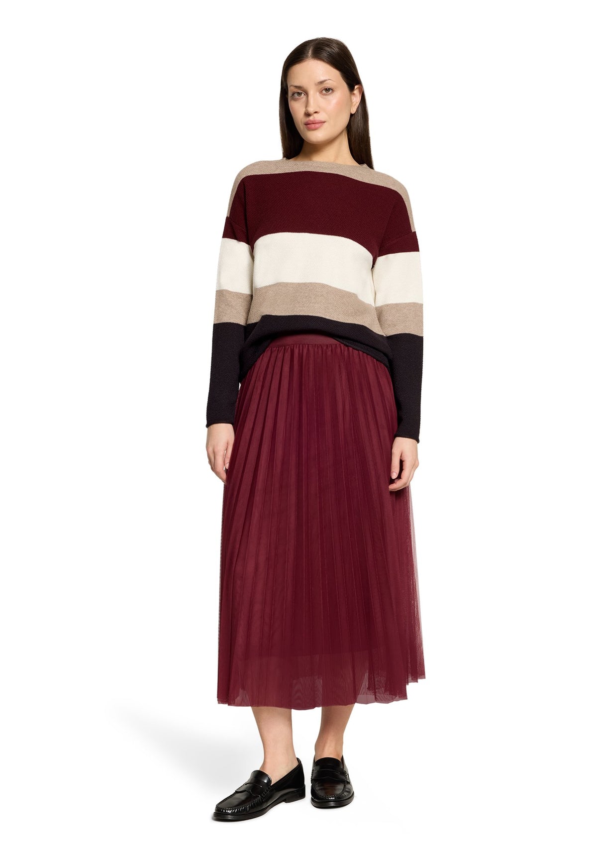 Betty & Co Damen Pullover Dark Red/Taupe