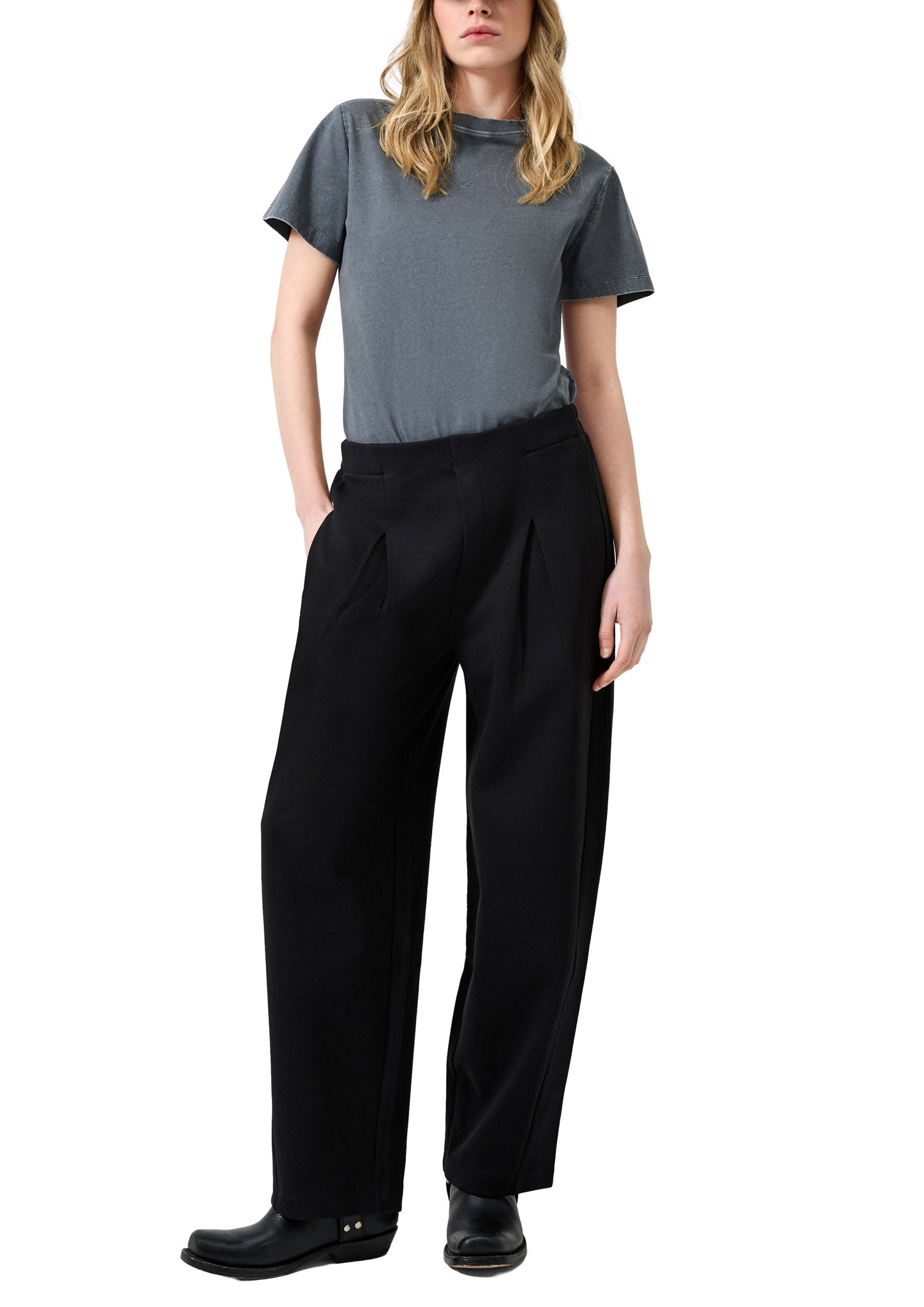 QS by S.Oliver Damen T-Shirts  Grey/Black