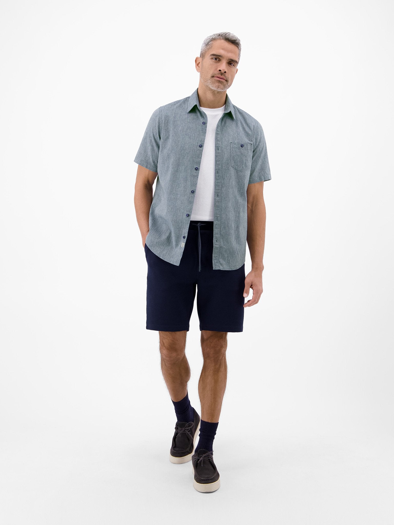 Lerros Herren Hemden kurz True Blue