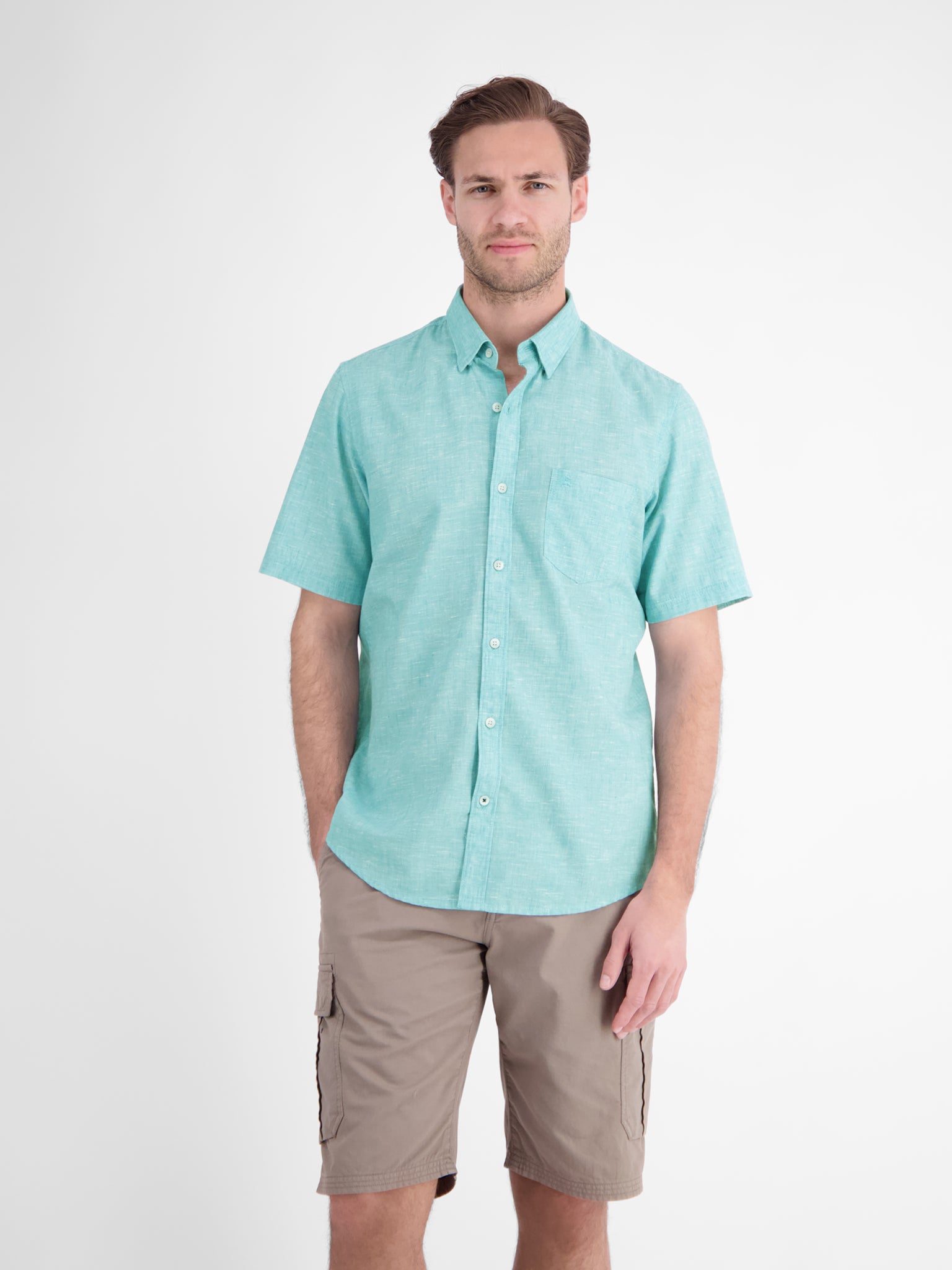 Lerros Herren Hemden kurz Reef Blue