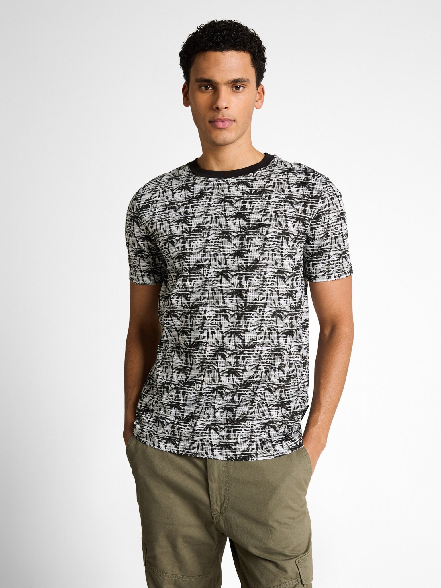 Tom Tailor denim Herren T-Shirts kurz Black White Str