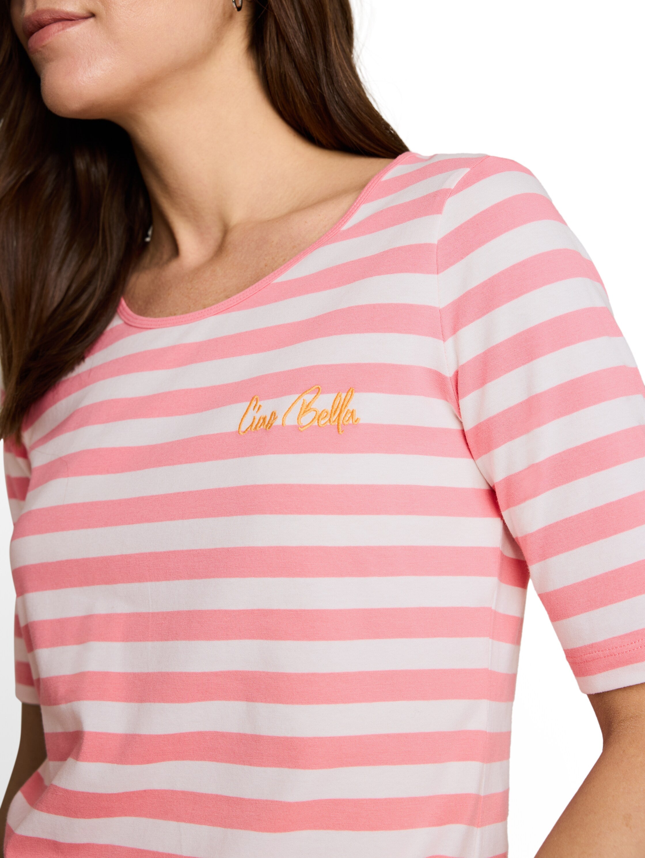 Tom Tailor Damen T-Shirts Pink White Stri