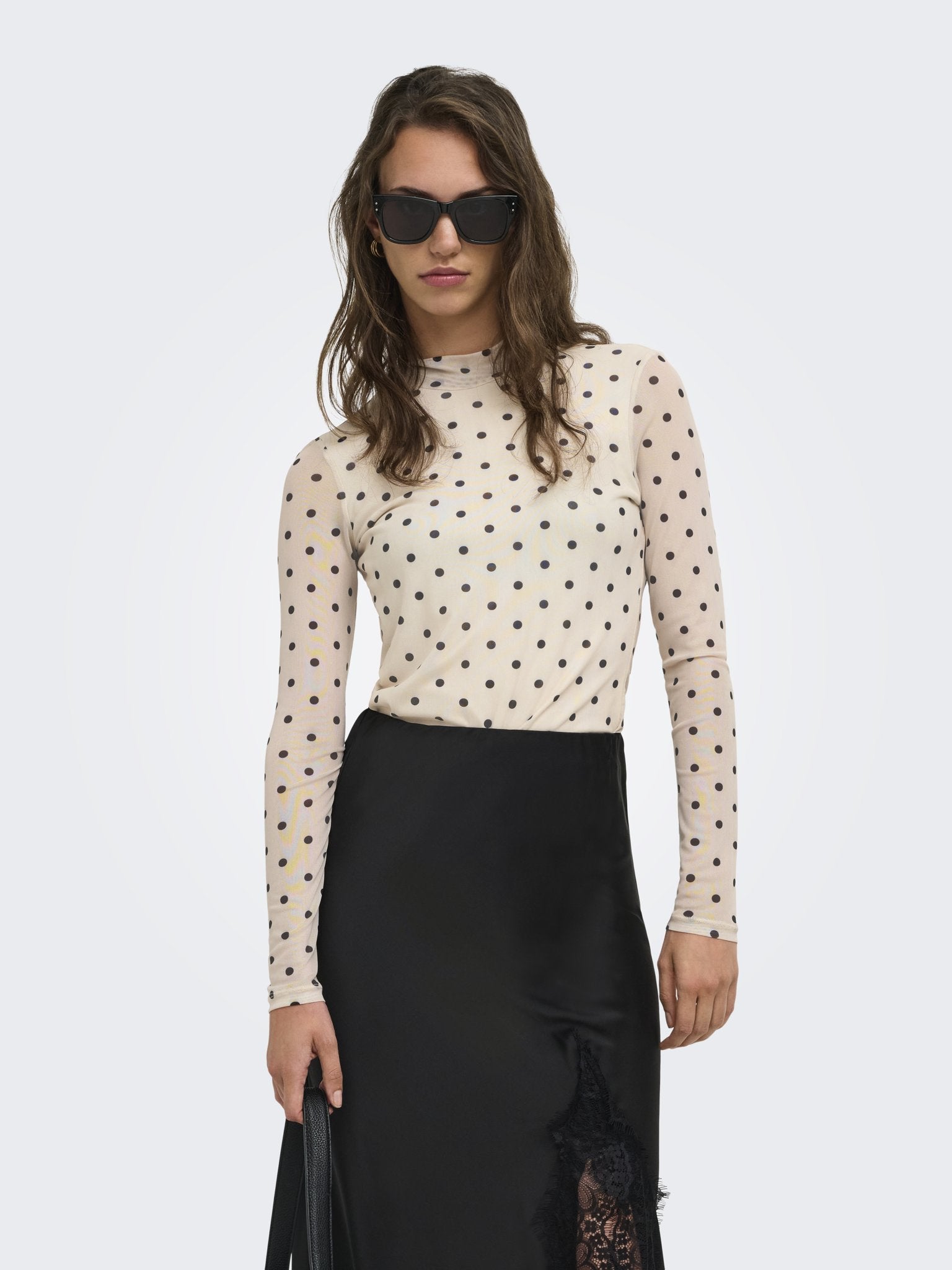 Only Damen T-Shirts Seedpearl/Black