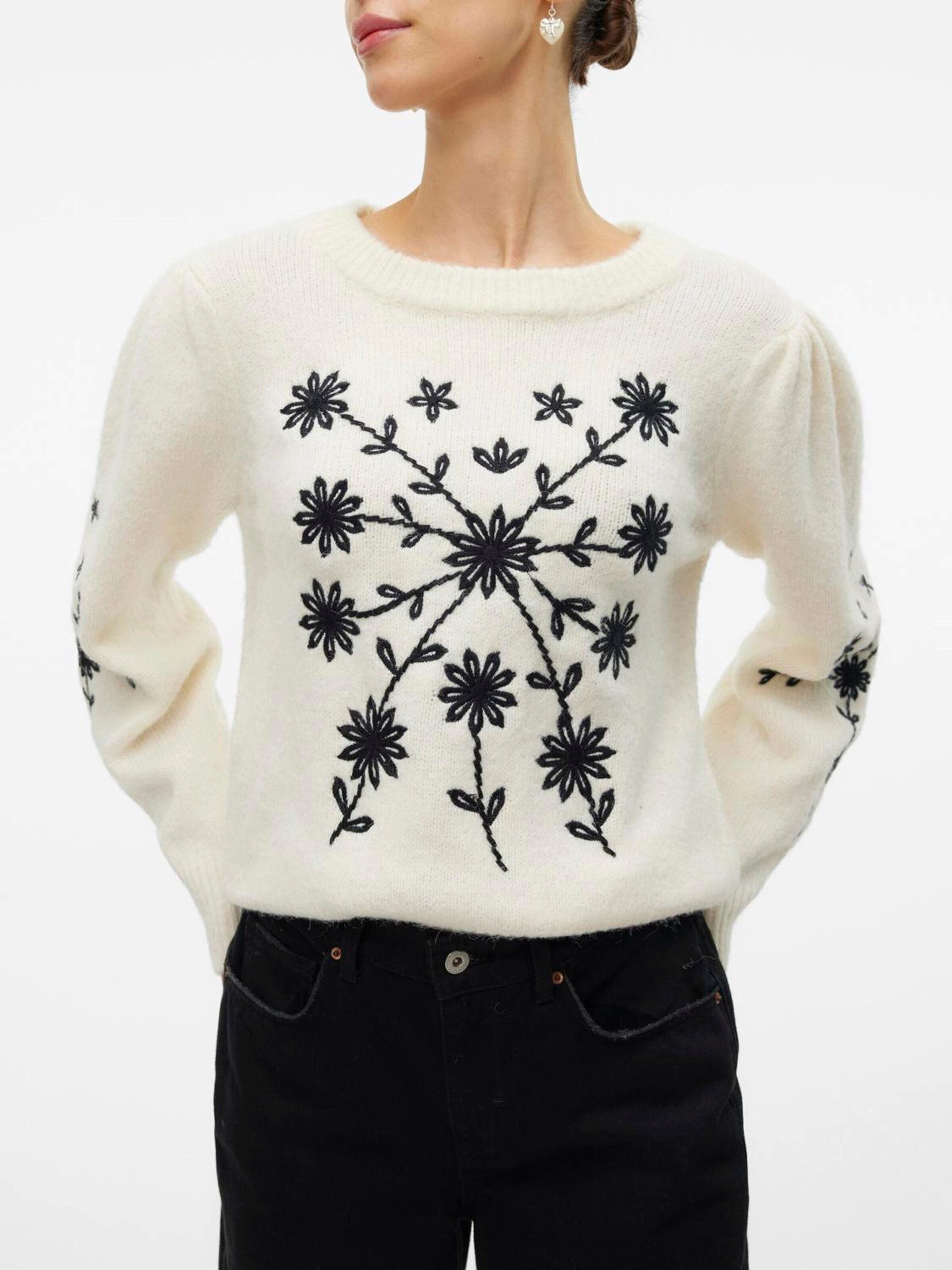 Vero Moda Damen Pullover Birch/W. Black