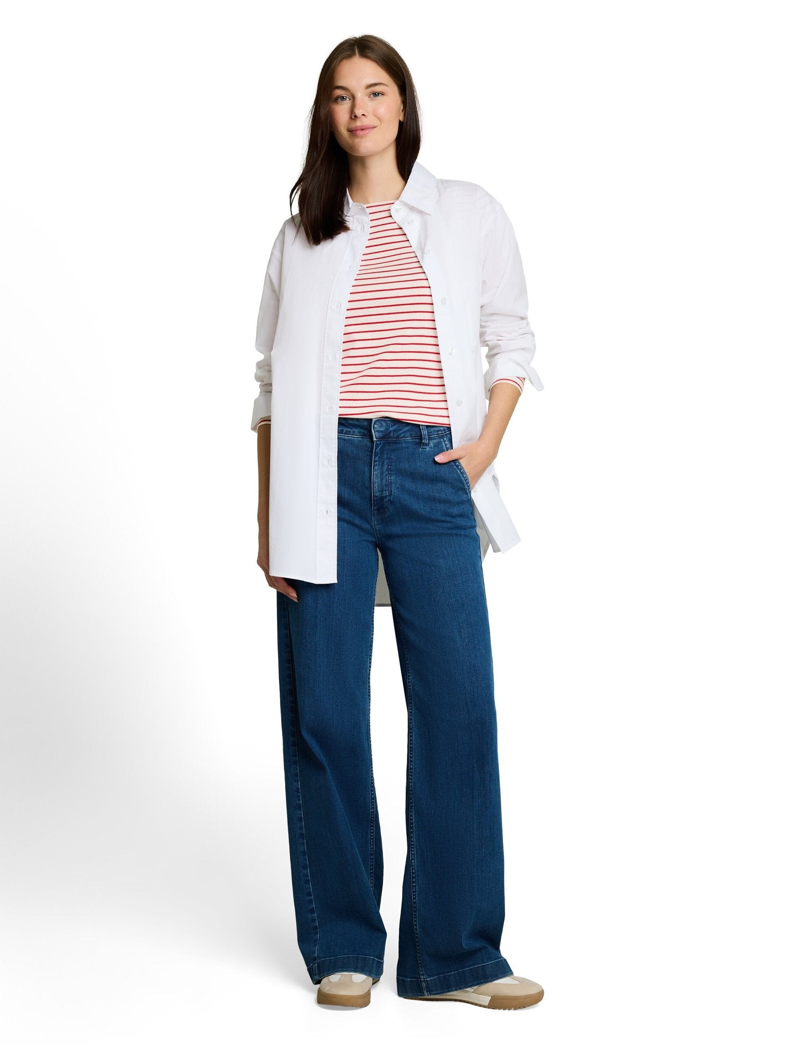 Tom Tailor Damen T-Shirts Red Offwhite St