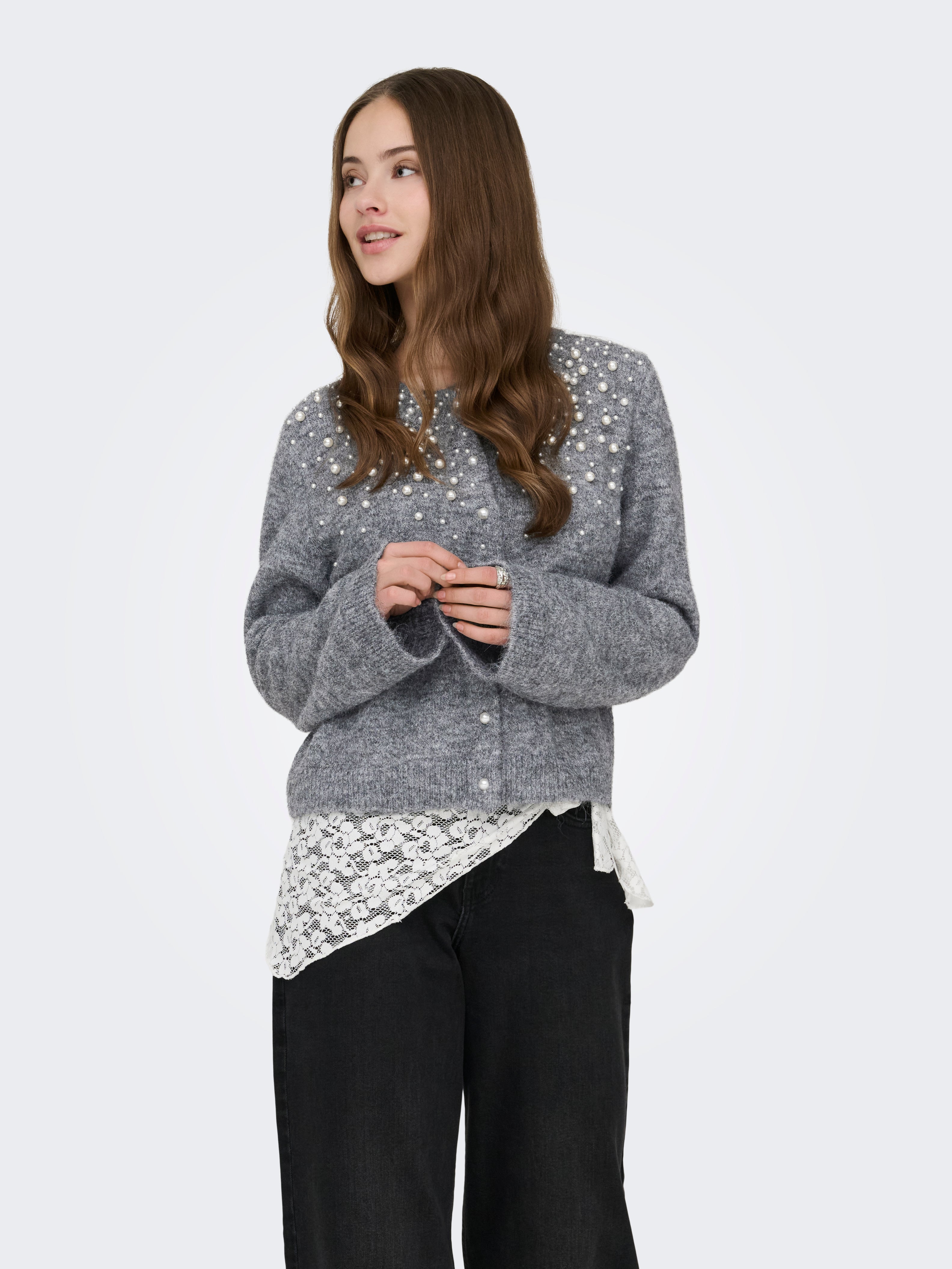 Only Damen Strickjacken Medium Grey Mel
