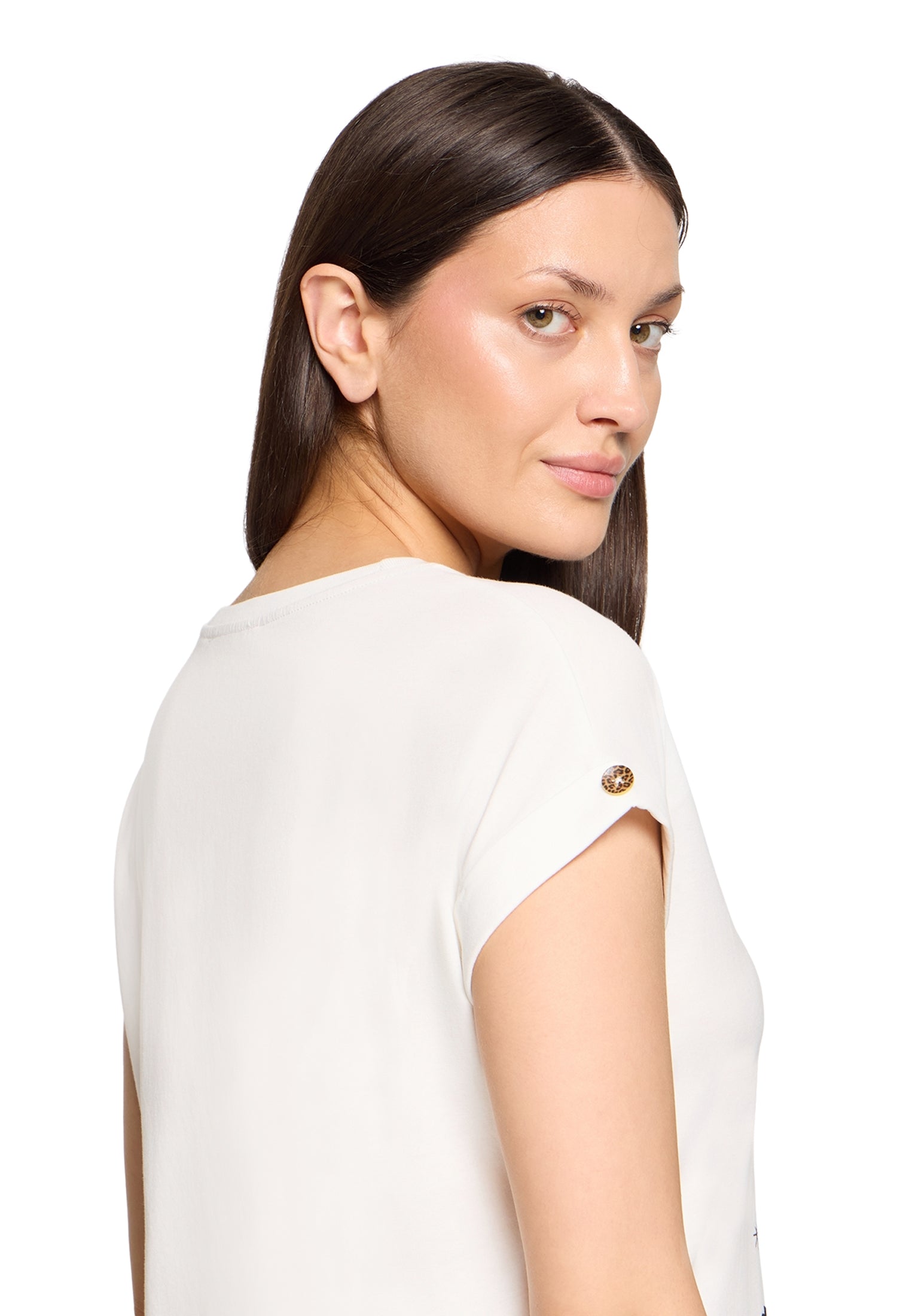 Cartoon Damen T-Shirts Patch Cream/Bei