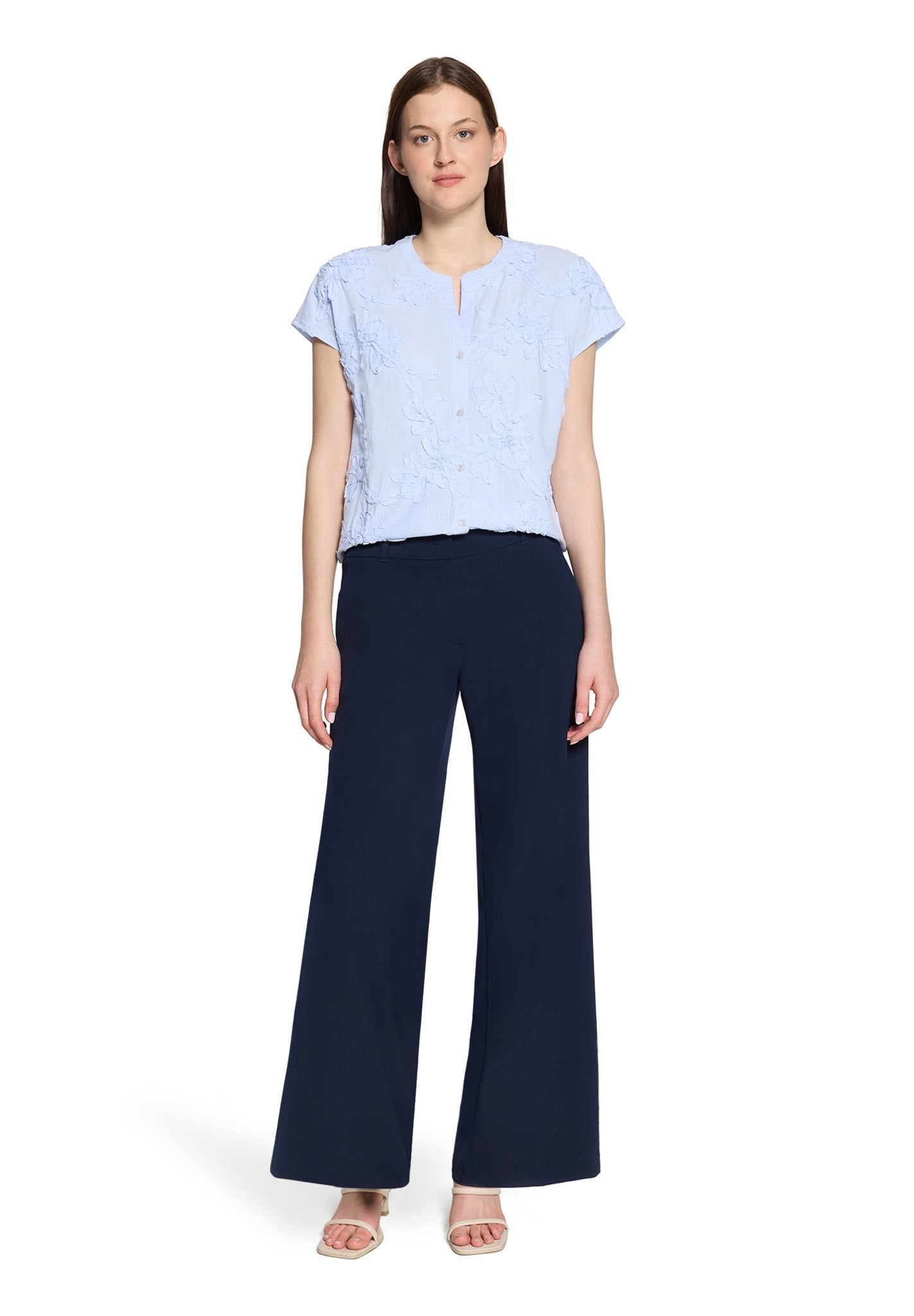 Betty & Co Damen Blusen White/Light Blu