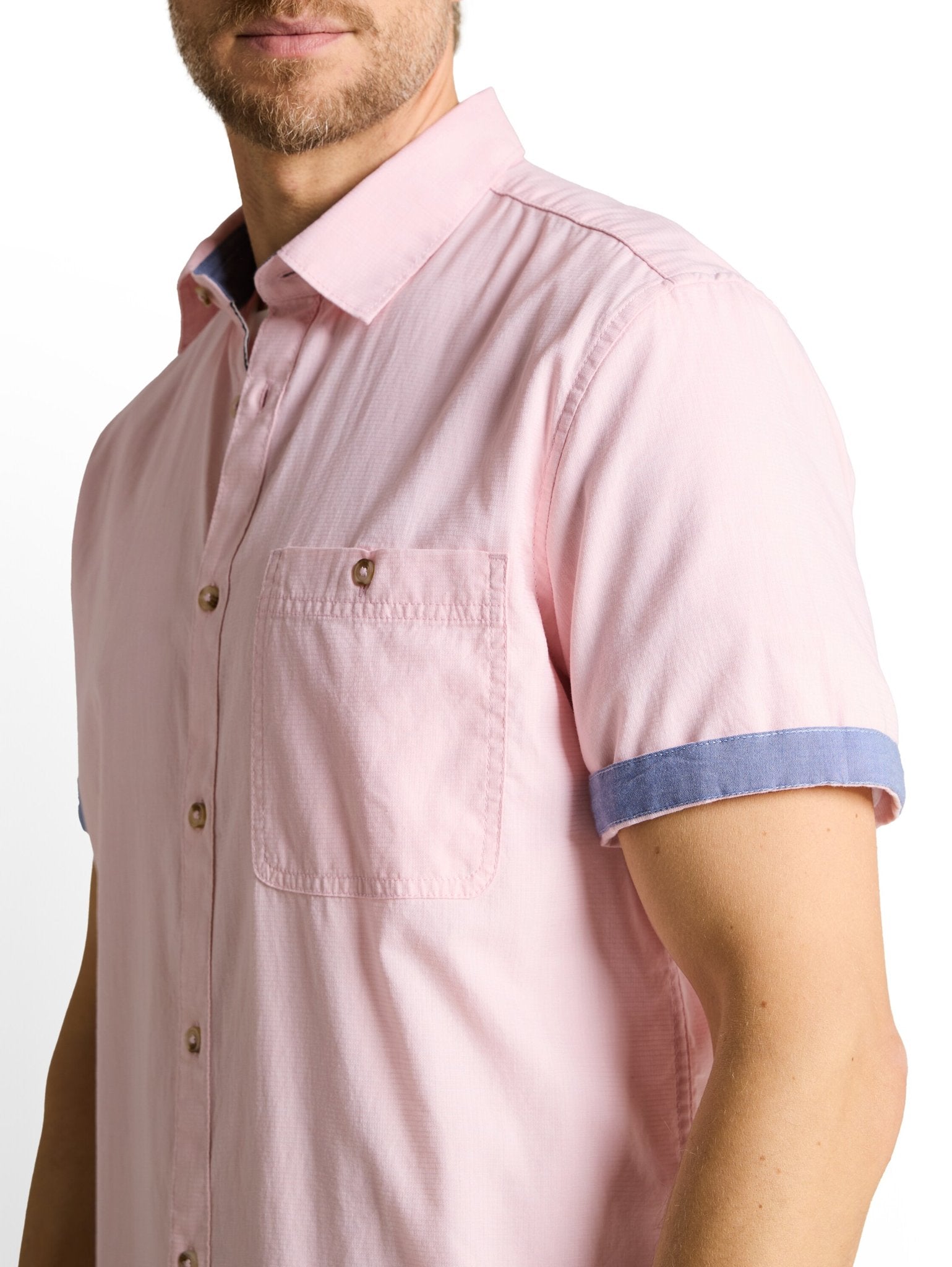 Tom Tailor Herren Hemden kurz Pink Horizontal