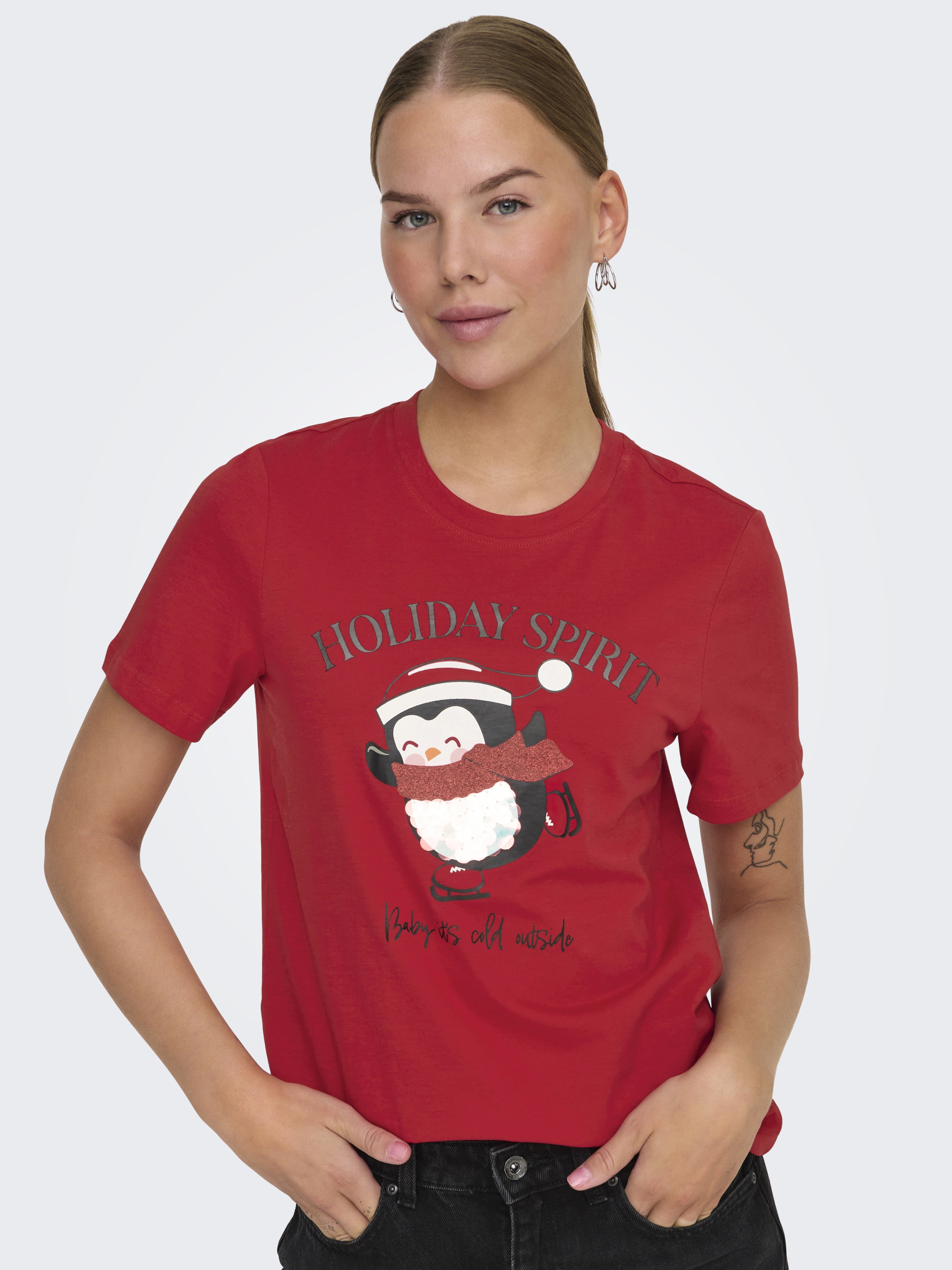 only Damen T-Shirts Urban Red/Chris