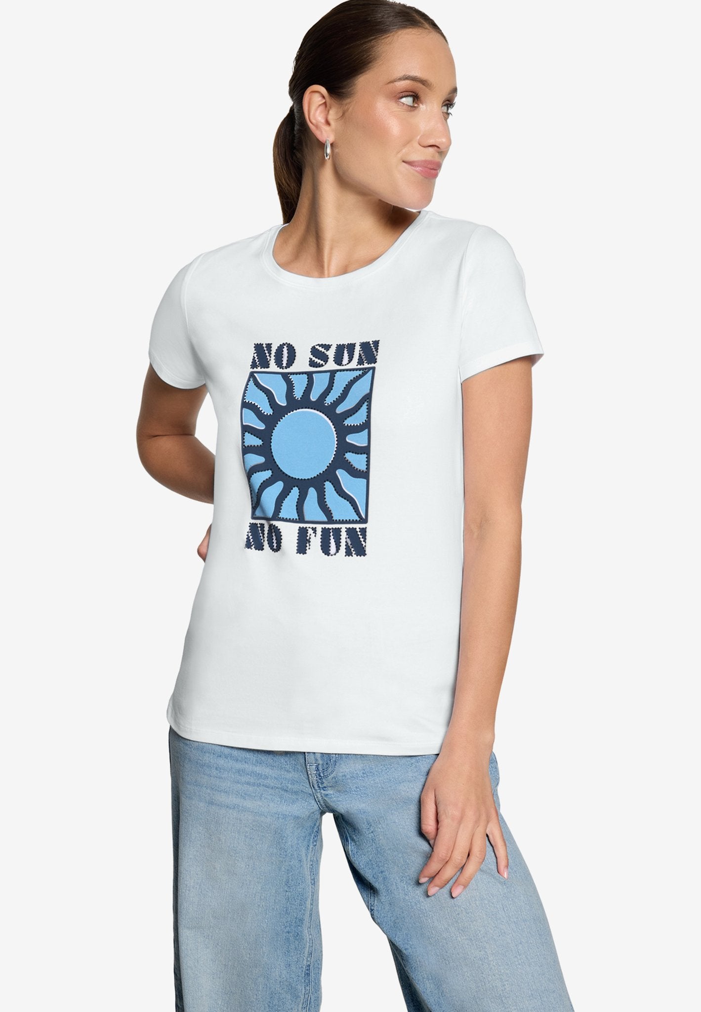 Zero Damen T-Shirts Patch White/Blu