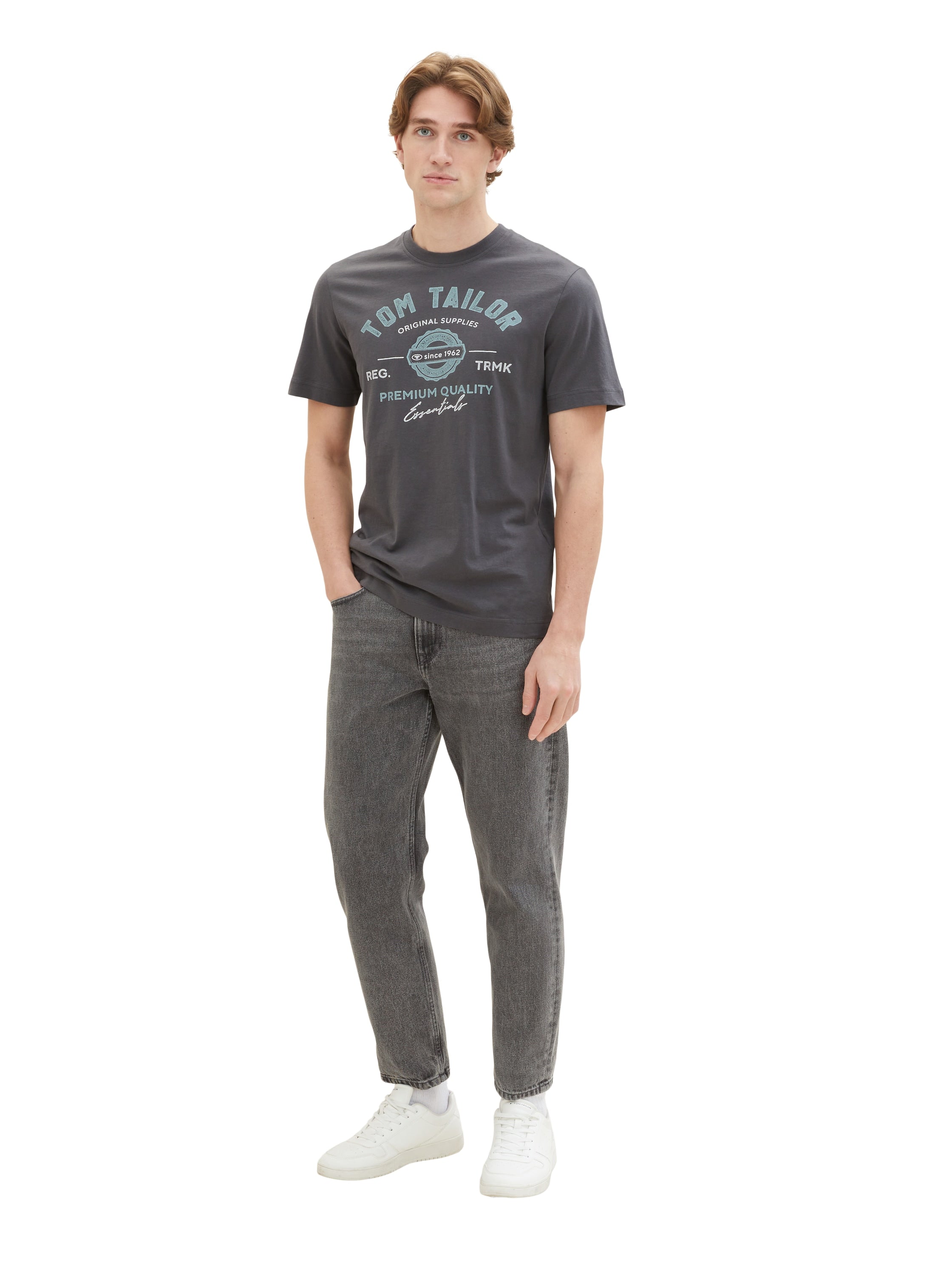 Tom Tailor Herren T-Shirts kurz Tarmac Grey