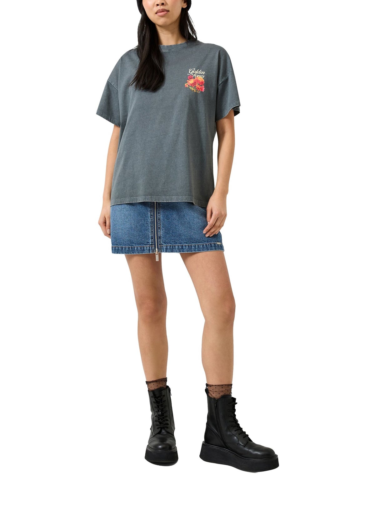 QS by S.Oliver Damen T-Shirts D Grey/Black