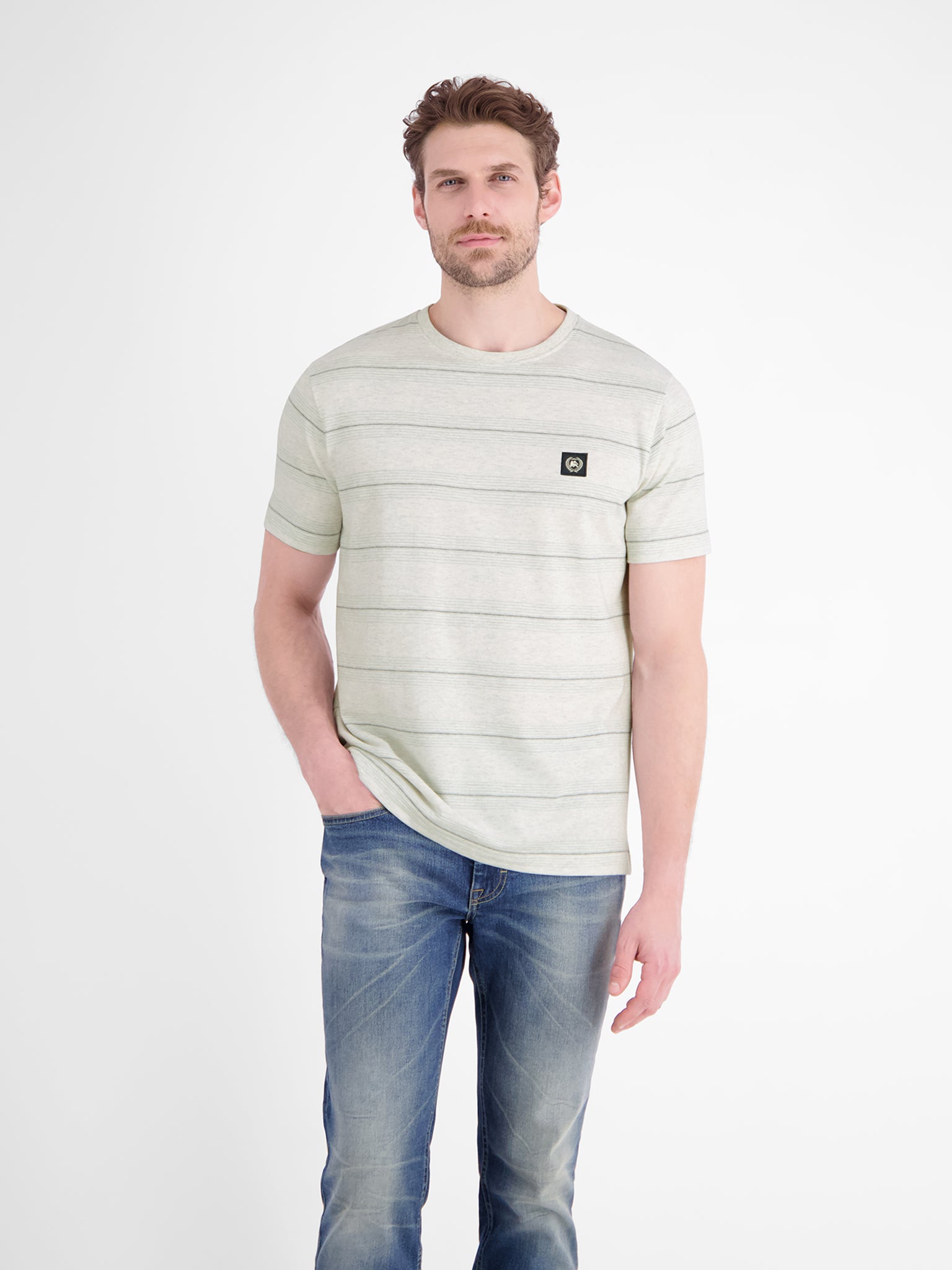 Lerros Herren T-Shirts kurz Cloudy White