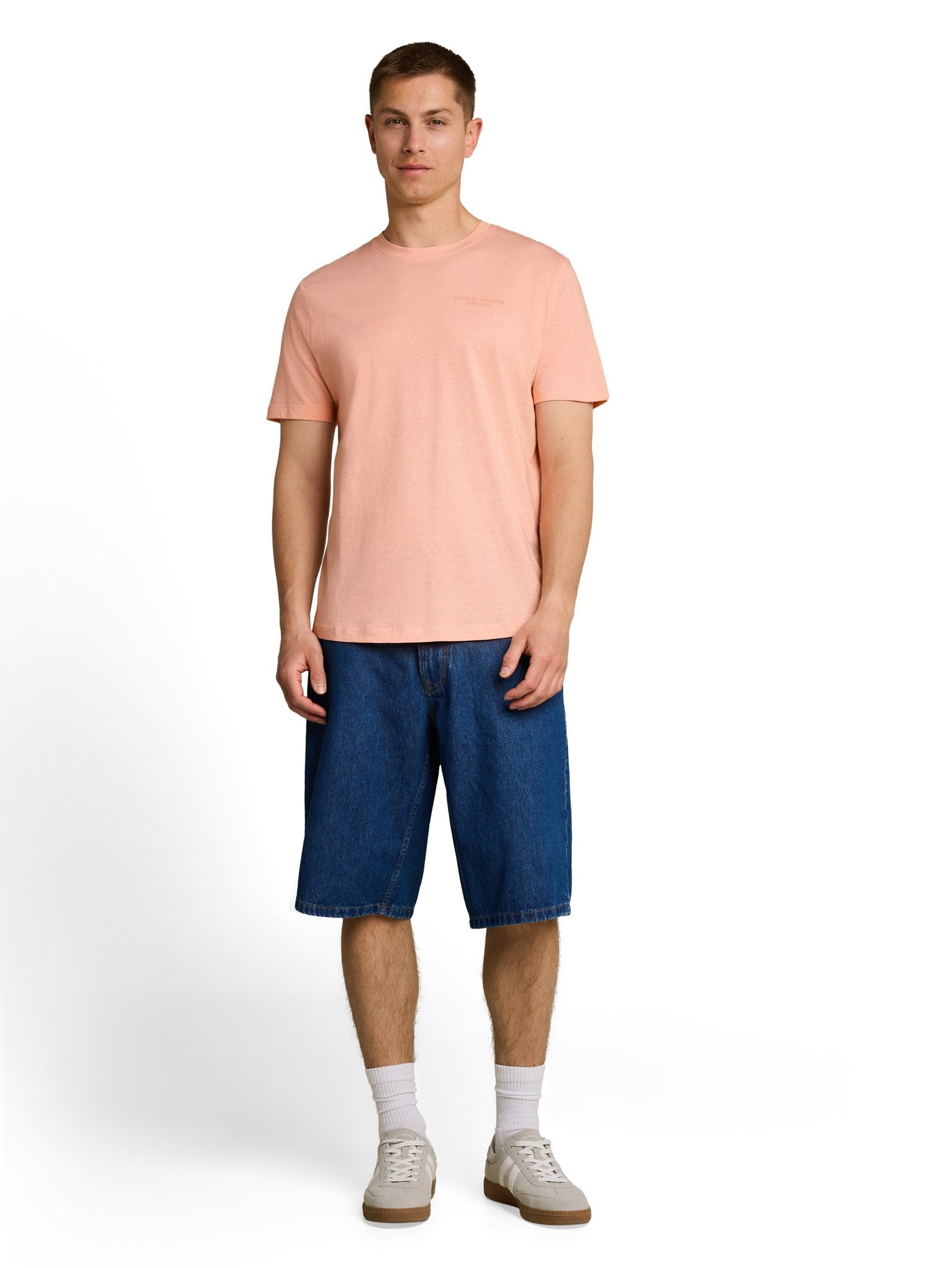 Tom Tailor denim Herren T-Shirts kurz Peach Orange Wh