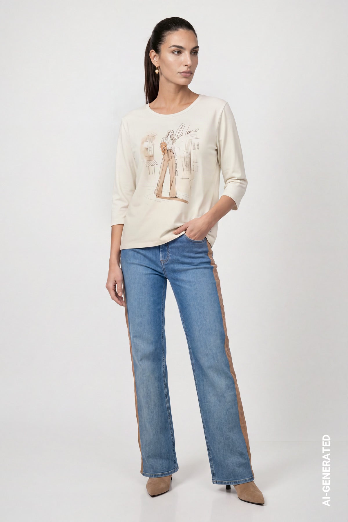 Monari Damen T-Shirts Antique Whi