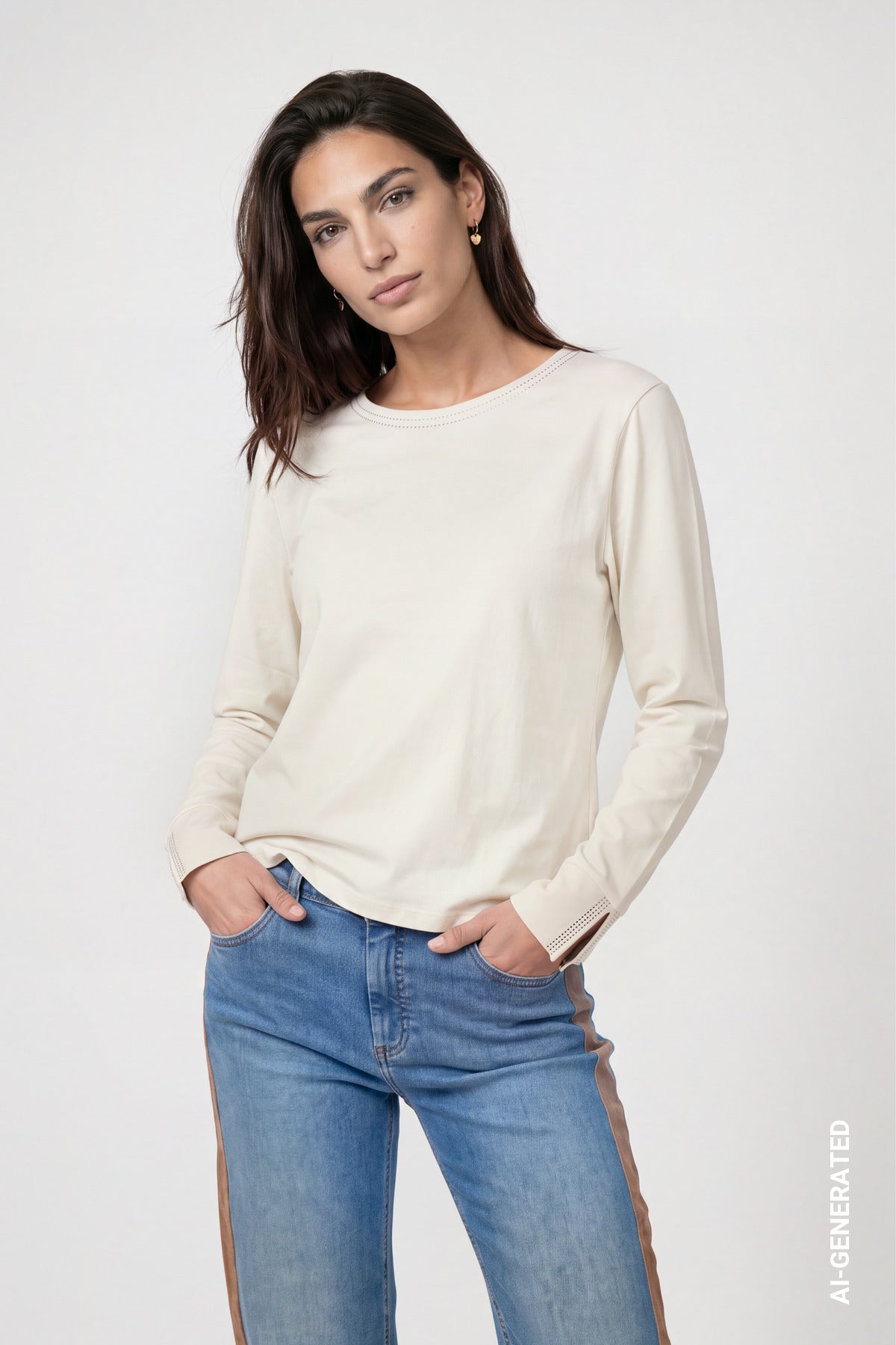 Monari Damen T-Shirts  Antique Whi