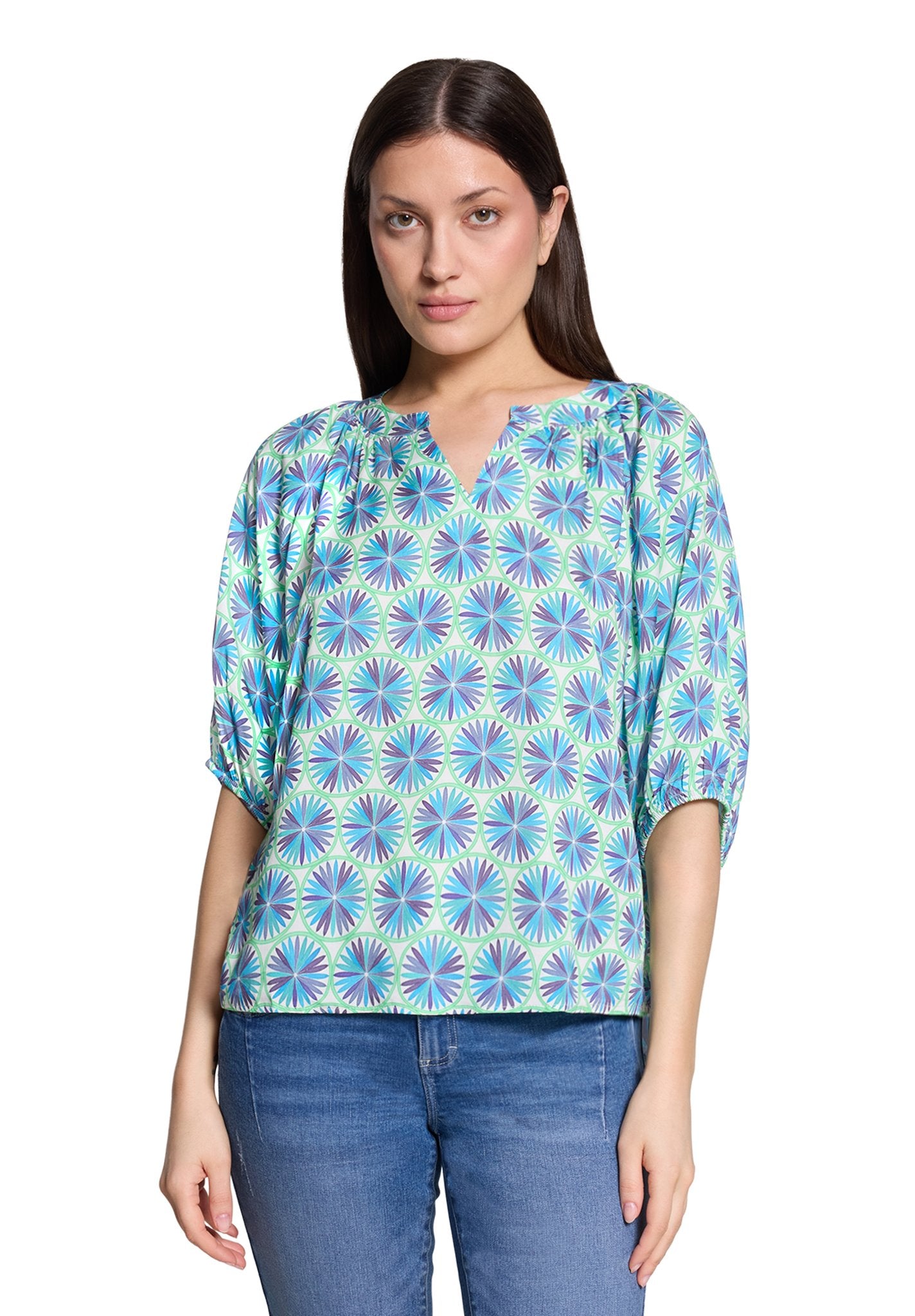 Cartoon Damen Blusen Green/Blue