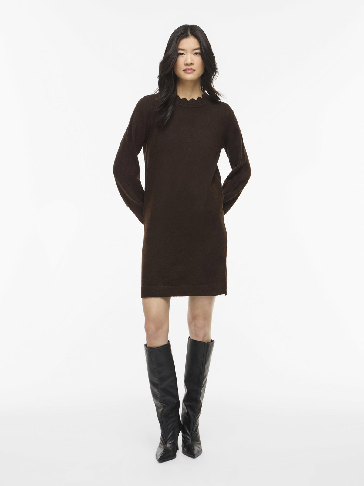 Vila Damen Kleider Coffee Bean/Mel