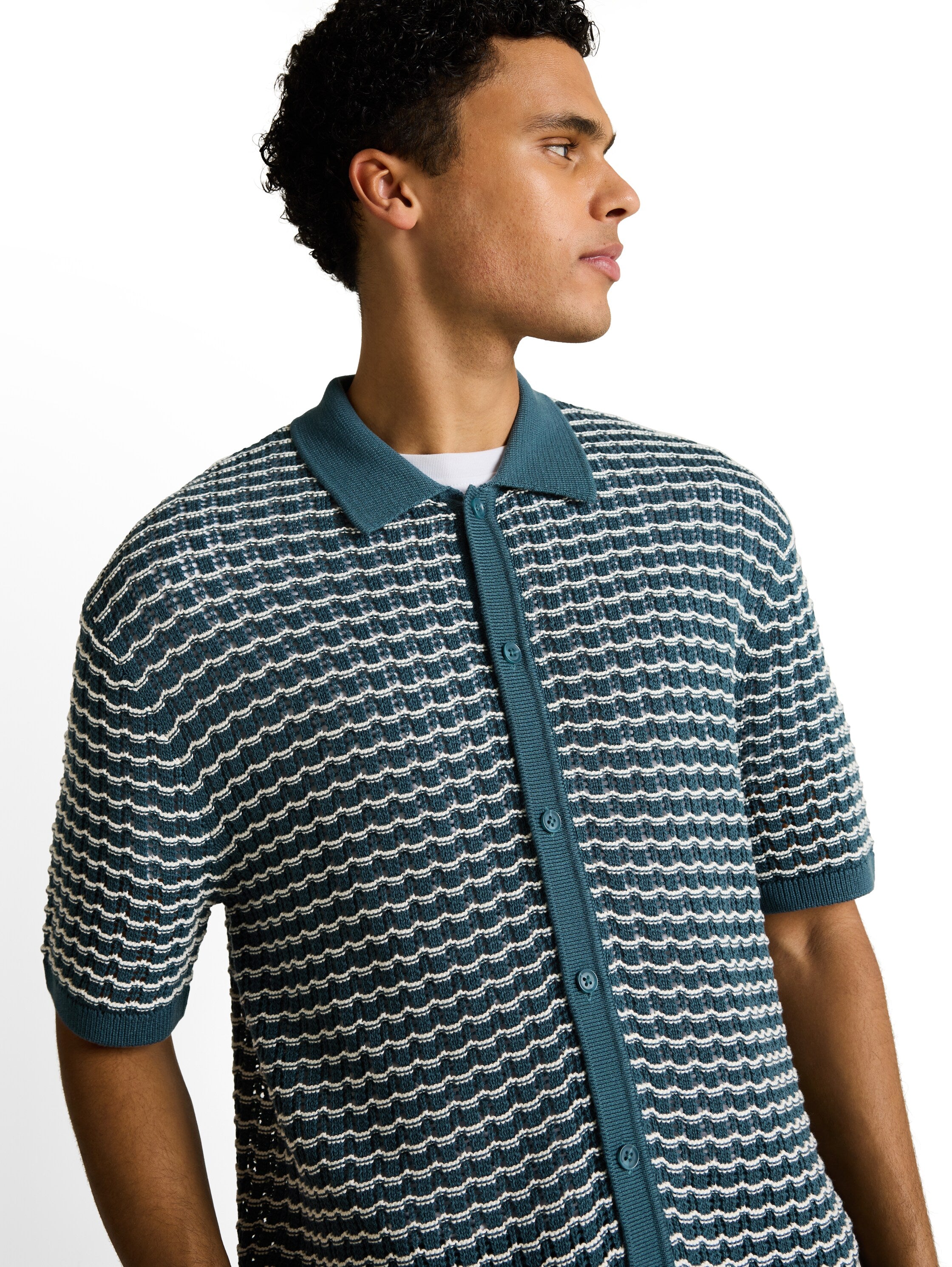 Tom Tailor denim Herren Pullover Tide Petrol Whi