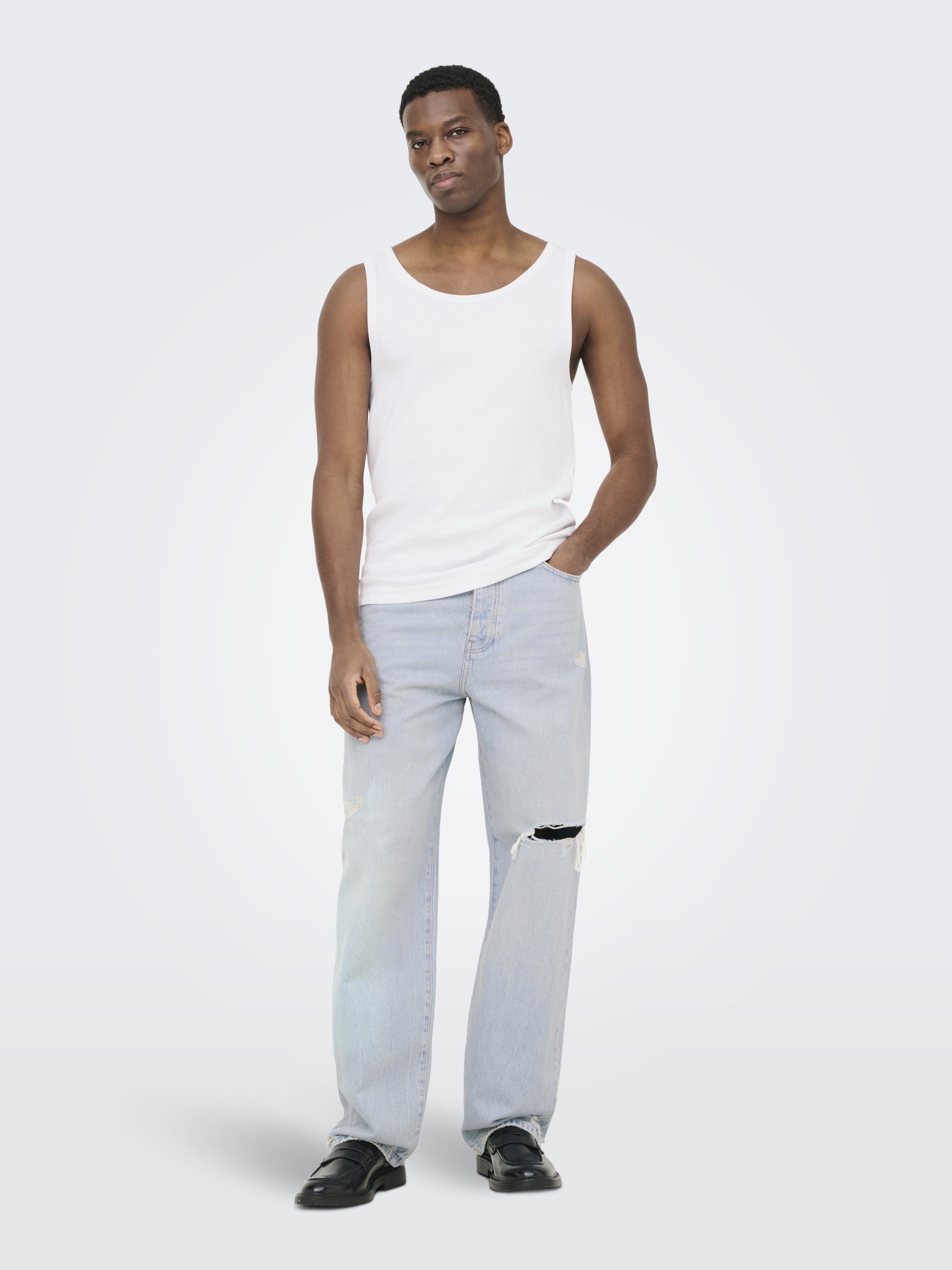 Only & Sons Herren T-Shirts kurz Bright White