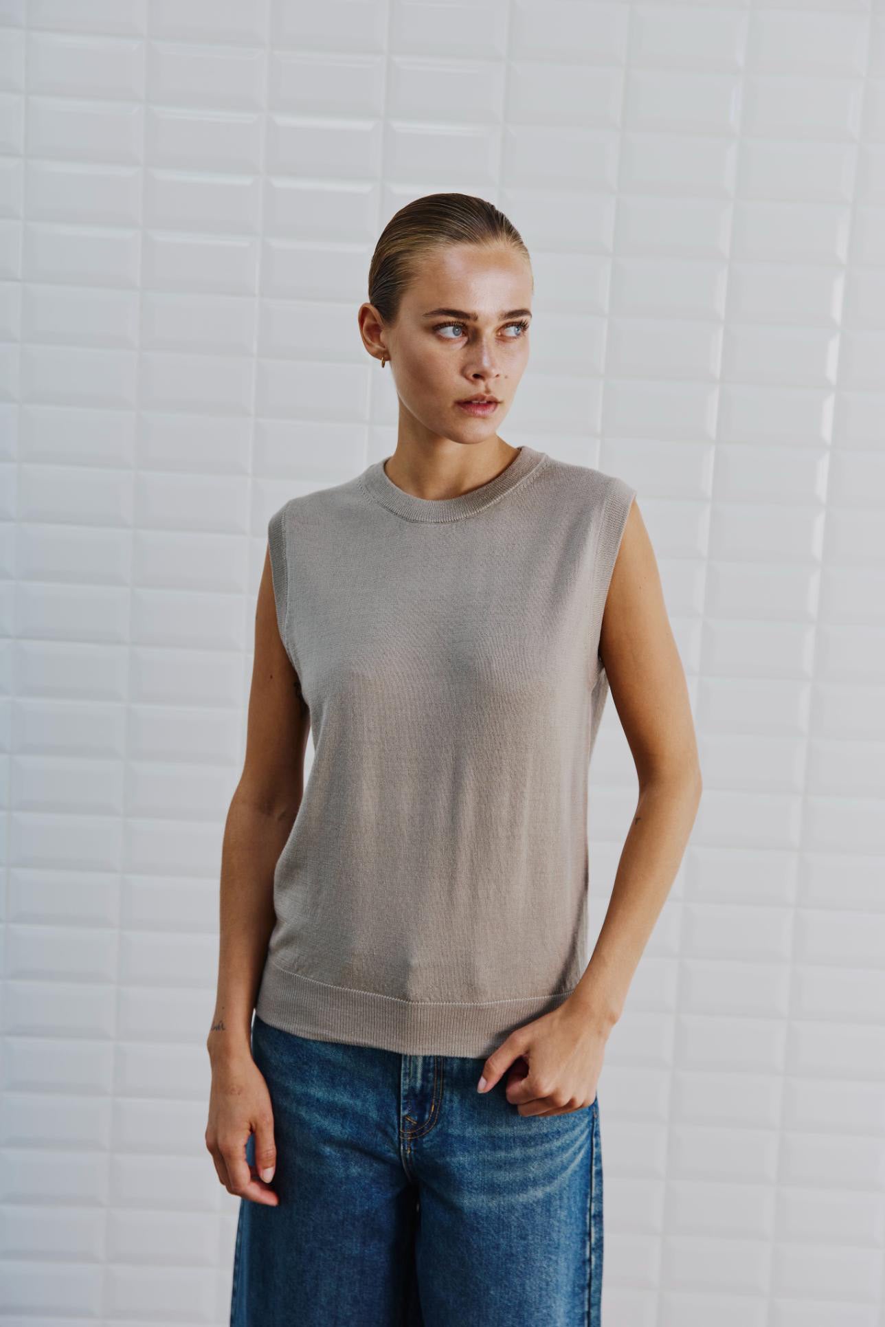Withblack Damen Tops Grey Sand