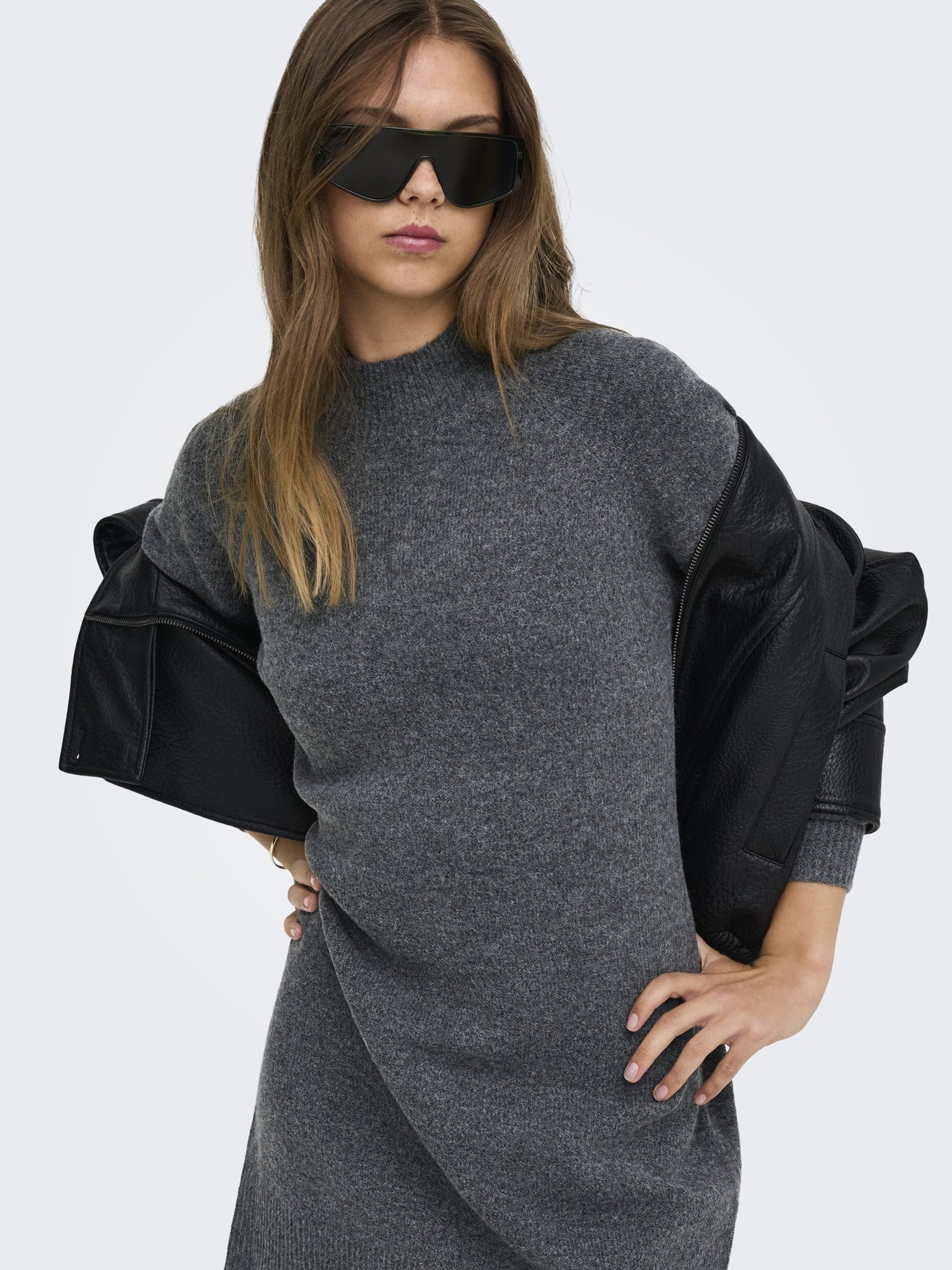 only Damen Kleider Dark Grey Melan