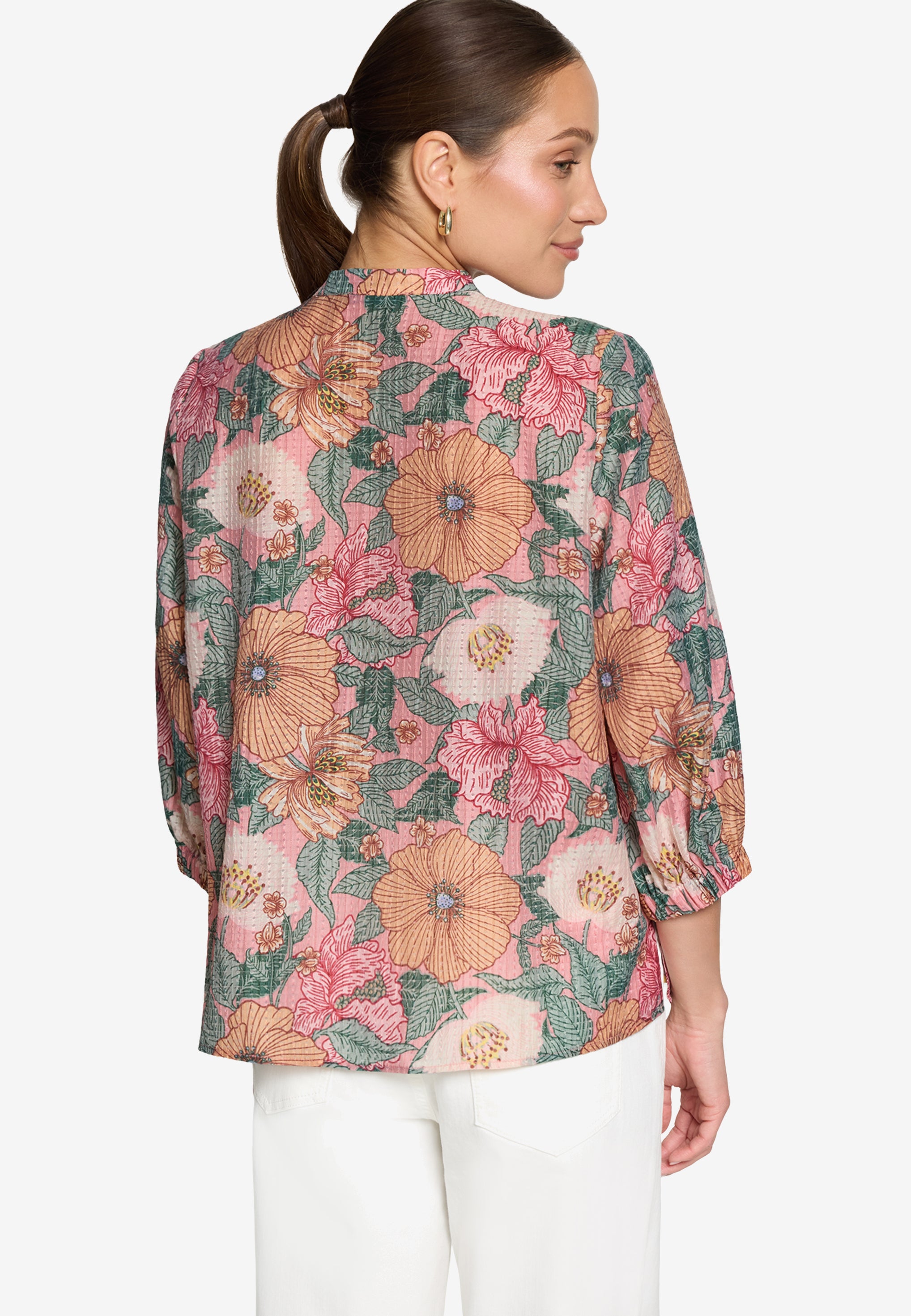 Zero Damen Blusen kurz Rosé/Green