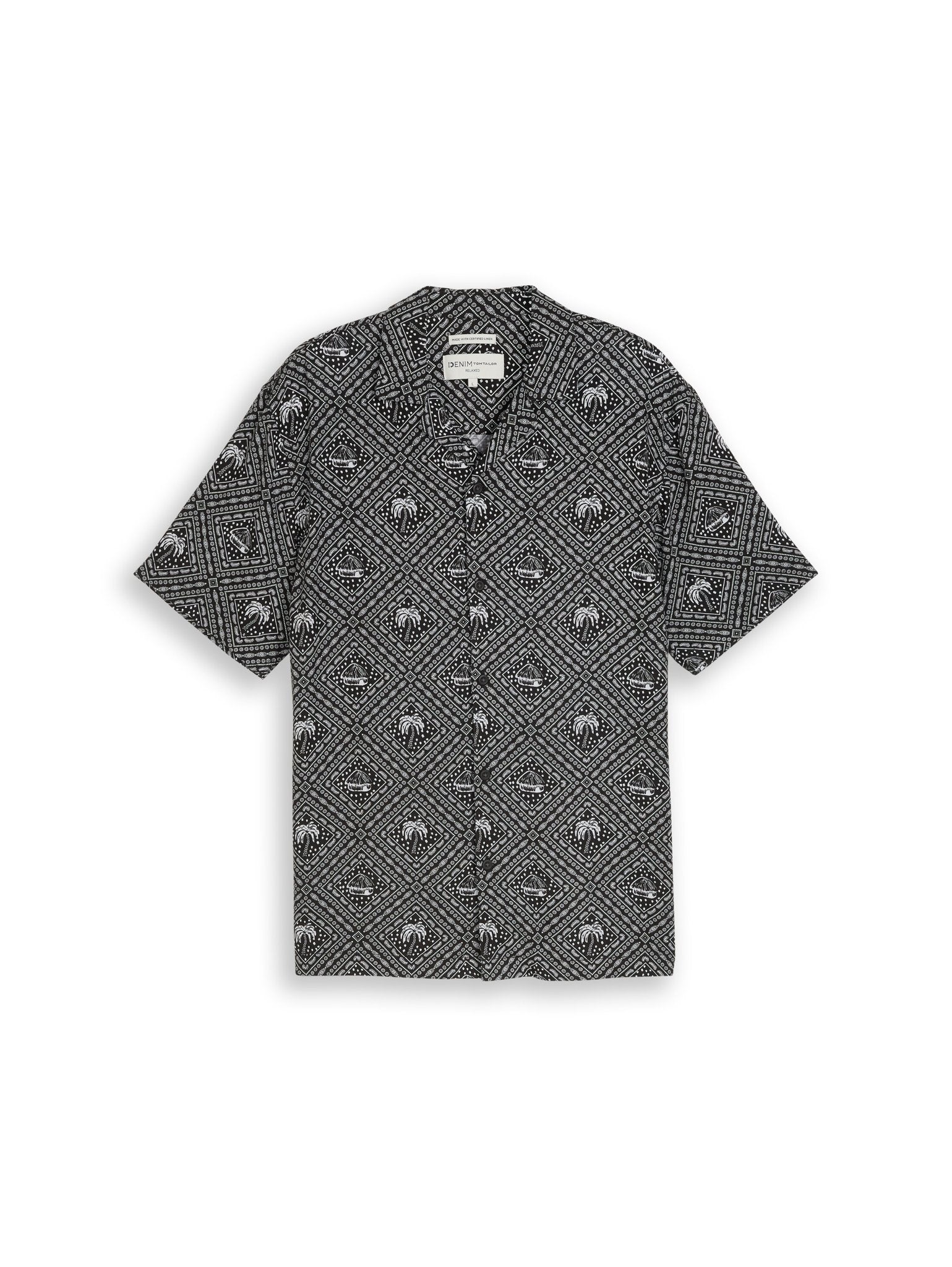 Tom Tailor denim Herren Hemden kurz Black White Tro