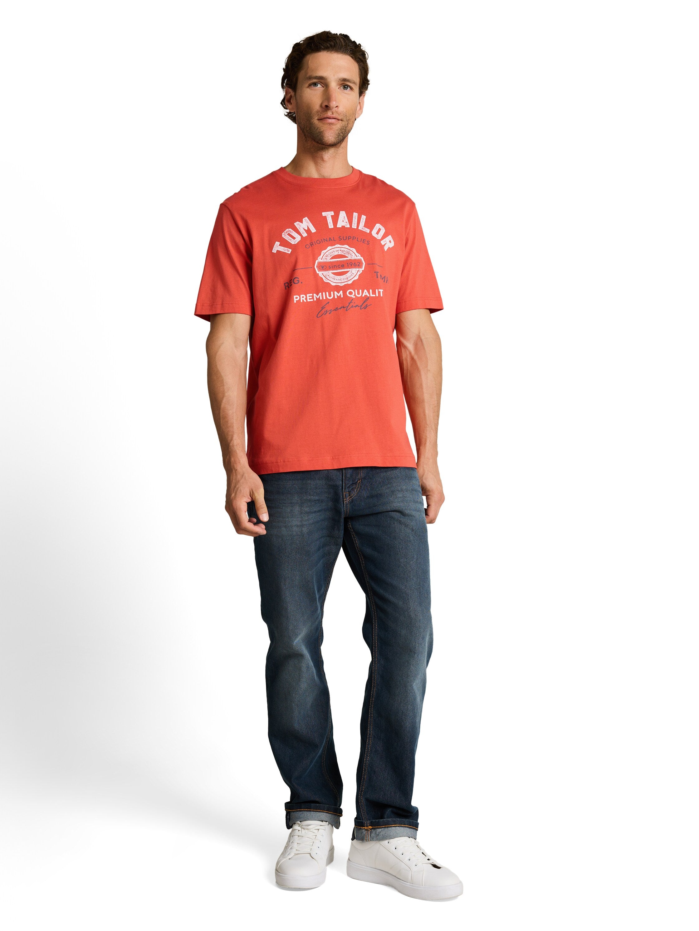 Tom Tailor Herren T-Shirts kurz Chili Orange