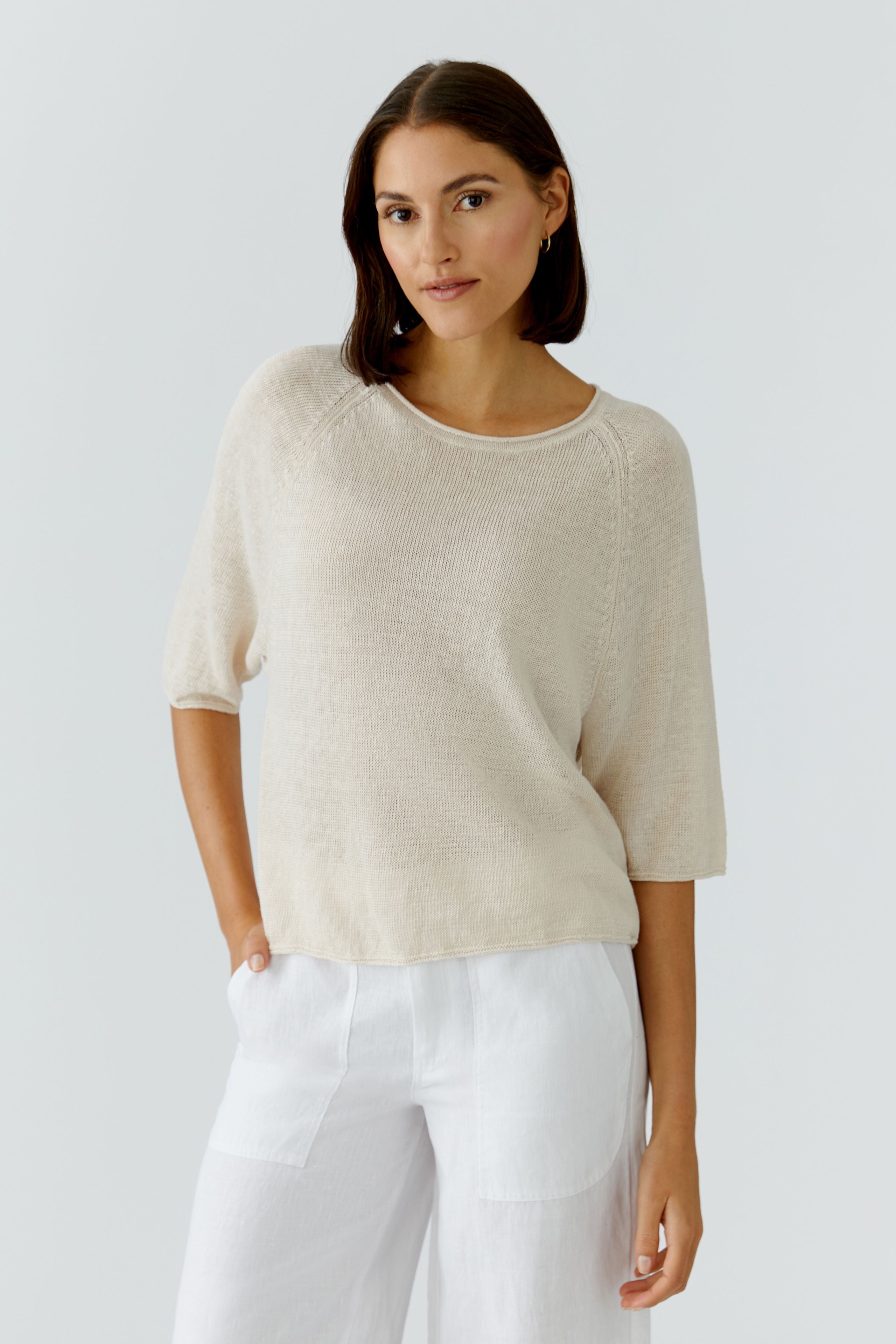 Oui Damen Pullover  Biscuit